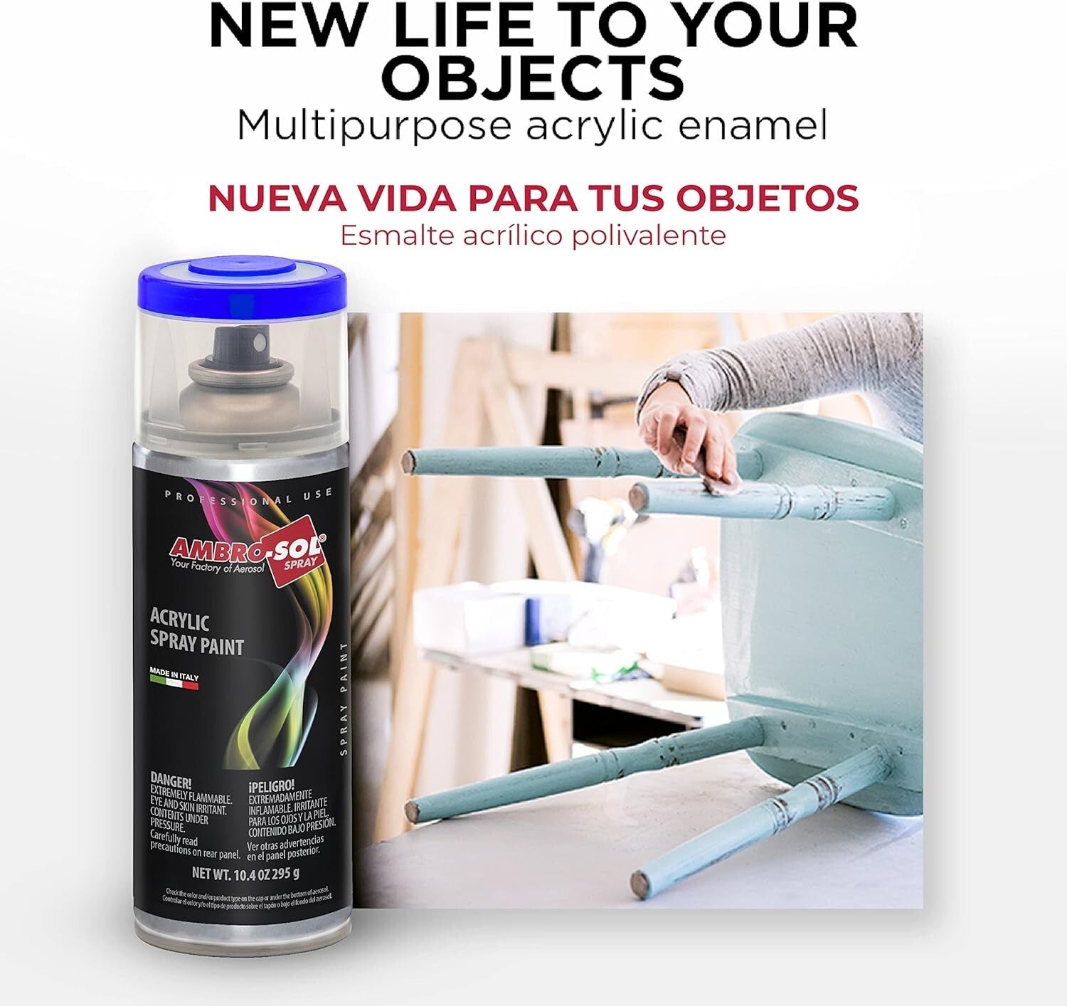 Dynamic Multi-Purpose Signal Blue Acrylic Spray Paint for All Surfaces, 10.4oz