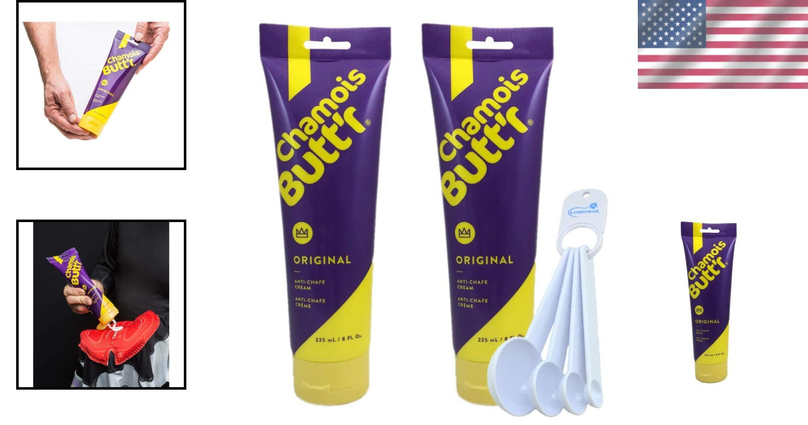 Chamois Butt'r Anti-Chafe Cream 2-Pack - Non-Greasy Relief with Measuring Spoons