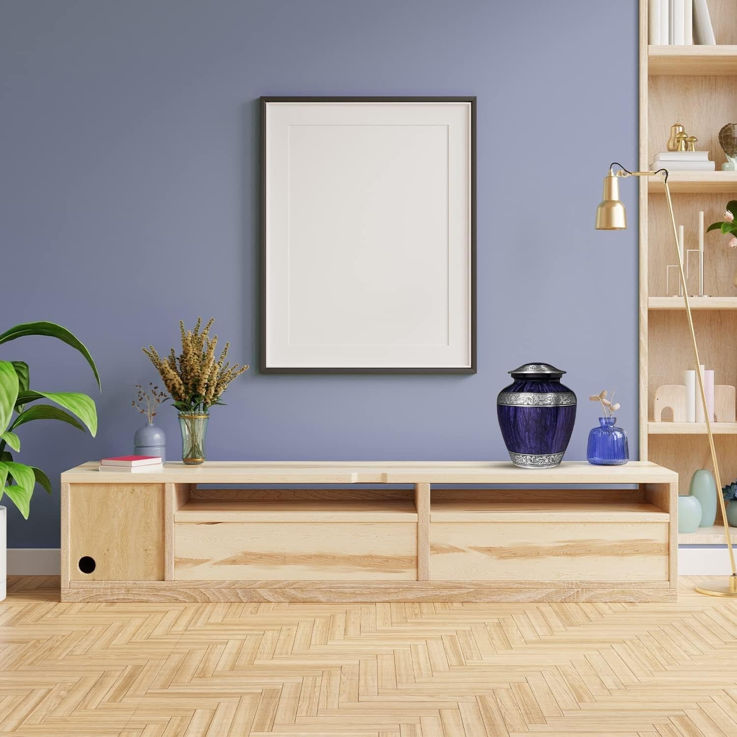 Durable 210 Cubic Inch Purple Urn for Human Ashes - Adult Memorial Container