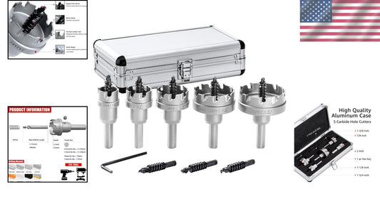 Durable Carbide Hole Saw Set with Pilot Drill for Effortless Metal Cuts