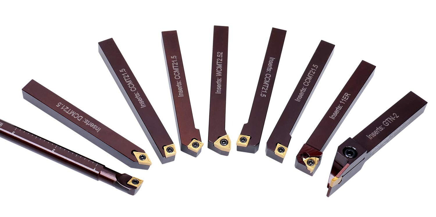 9-Piece Indexable Carbide Turning Tool Set with Boring Bar - Precision Machining