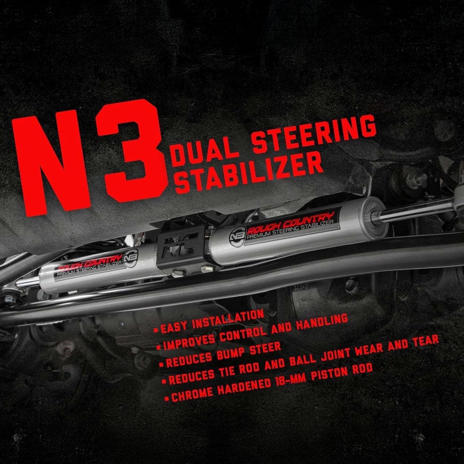 Aluminum Dual Steering Stabilizer for 1999-2004 Ford Super Duty 4WD - Bolt-On
