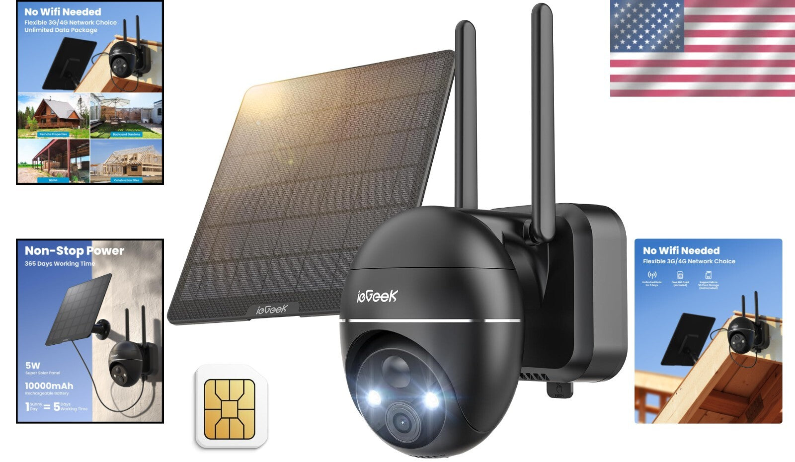 4G LTE Solar-Powered Outdoor Camera with 2K Night Vision & 360° PTZ Flexibility