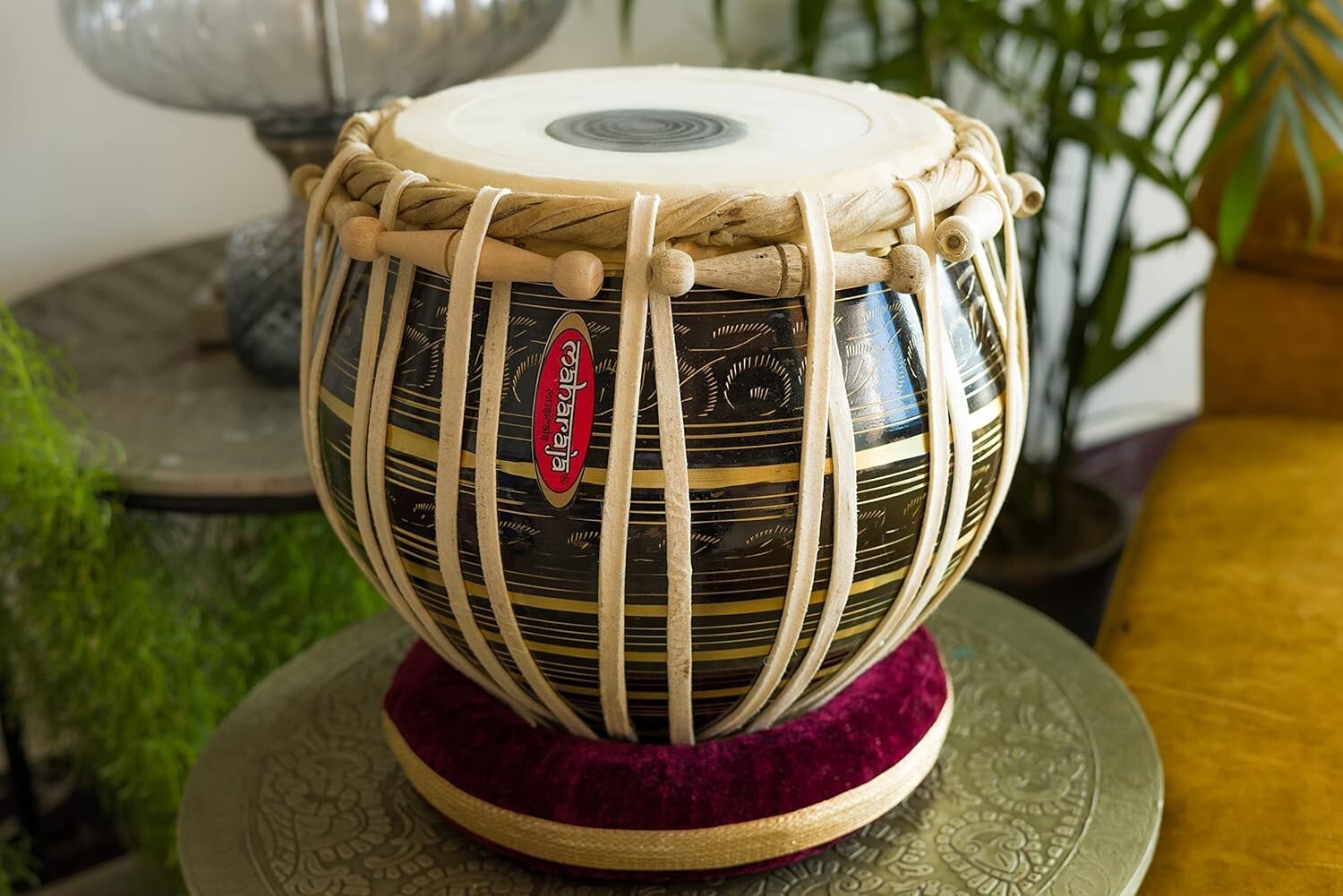 Elegant Black Finish Tabla Set with Brass Bayan, Dayan & Essential Accessories