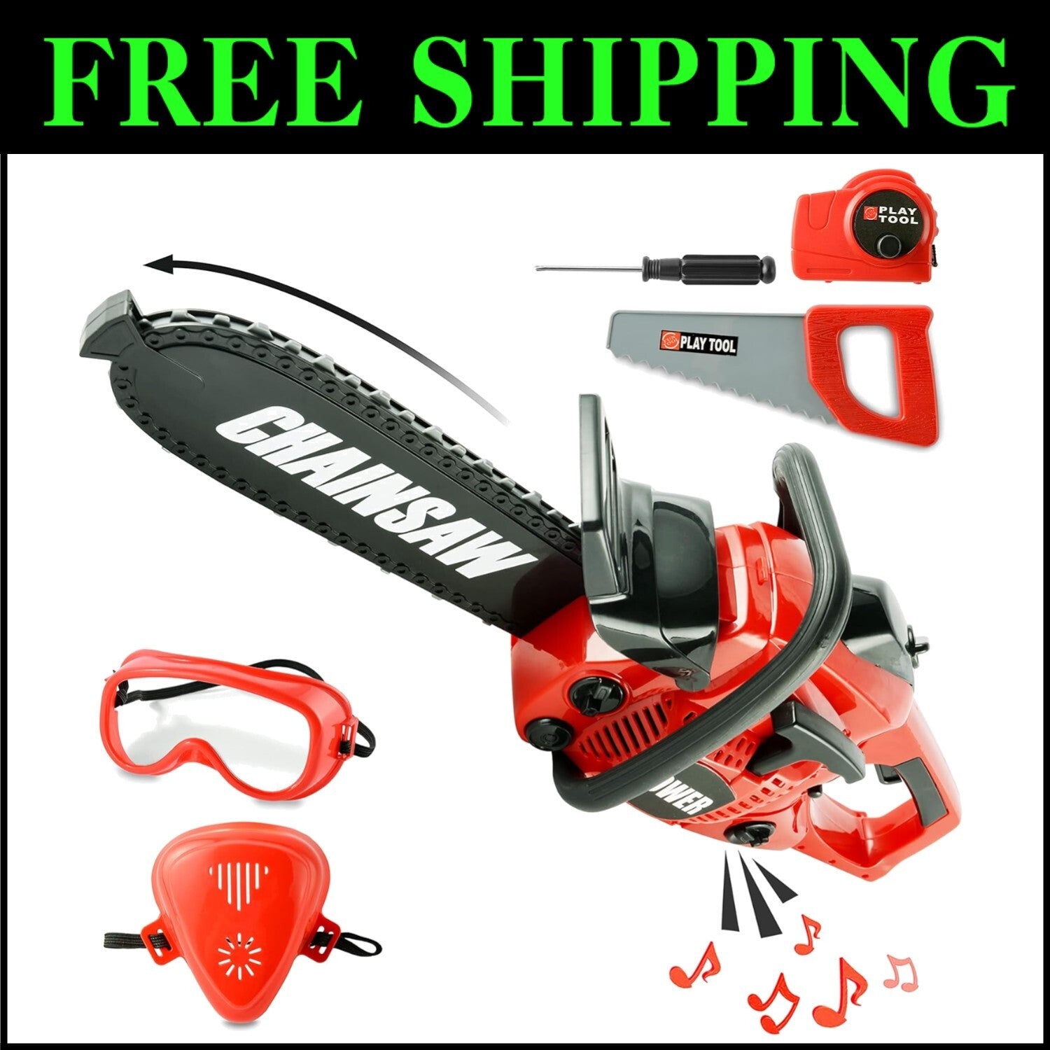 Outdoor Pretend Play Chainsaw Toy with Sound for Boys and Girls Ages 3-8