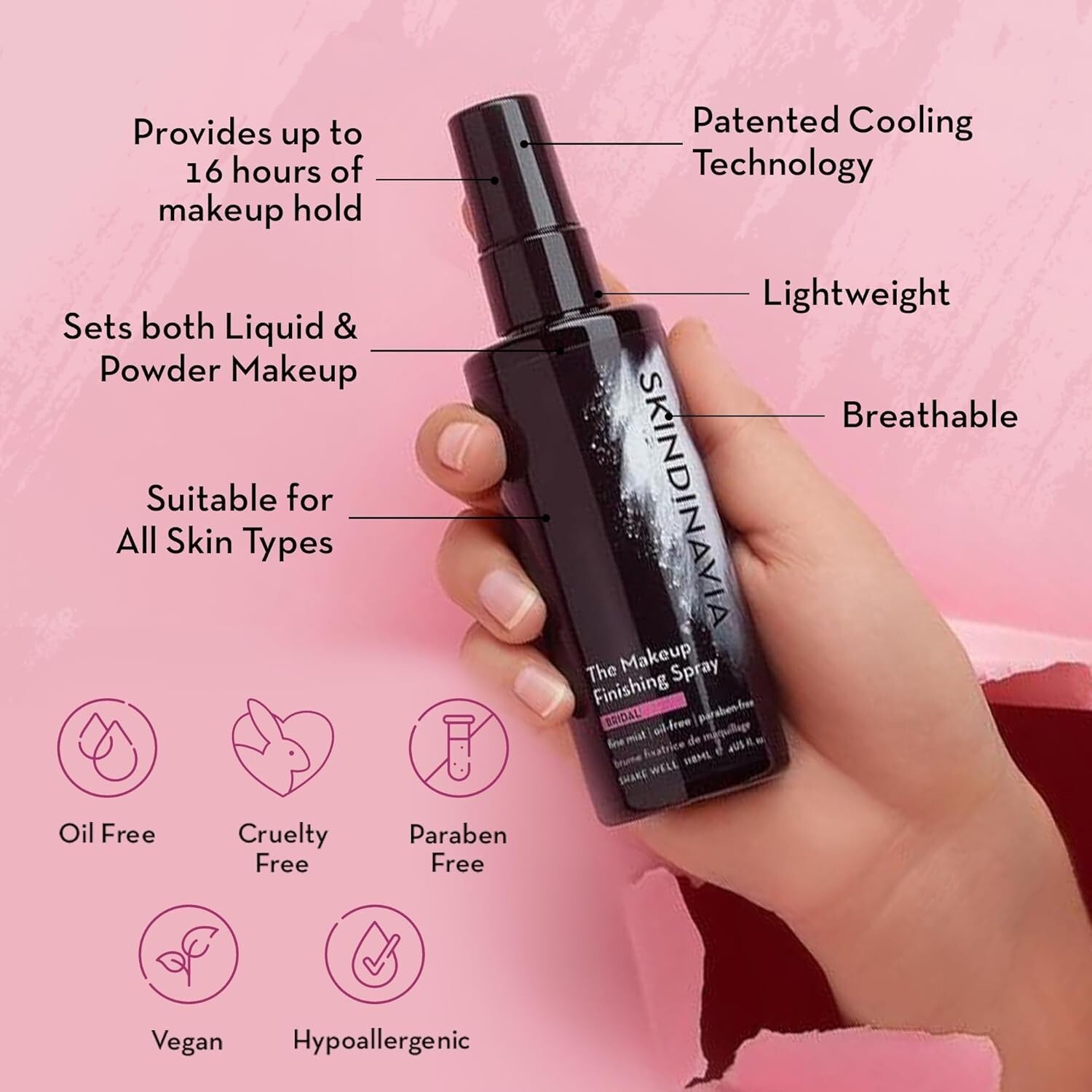 Lightweight Waterproof Makeup Spray for Weddings – 16+ Hour Hold, 8oz