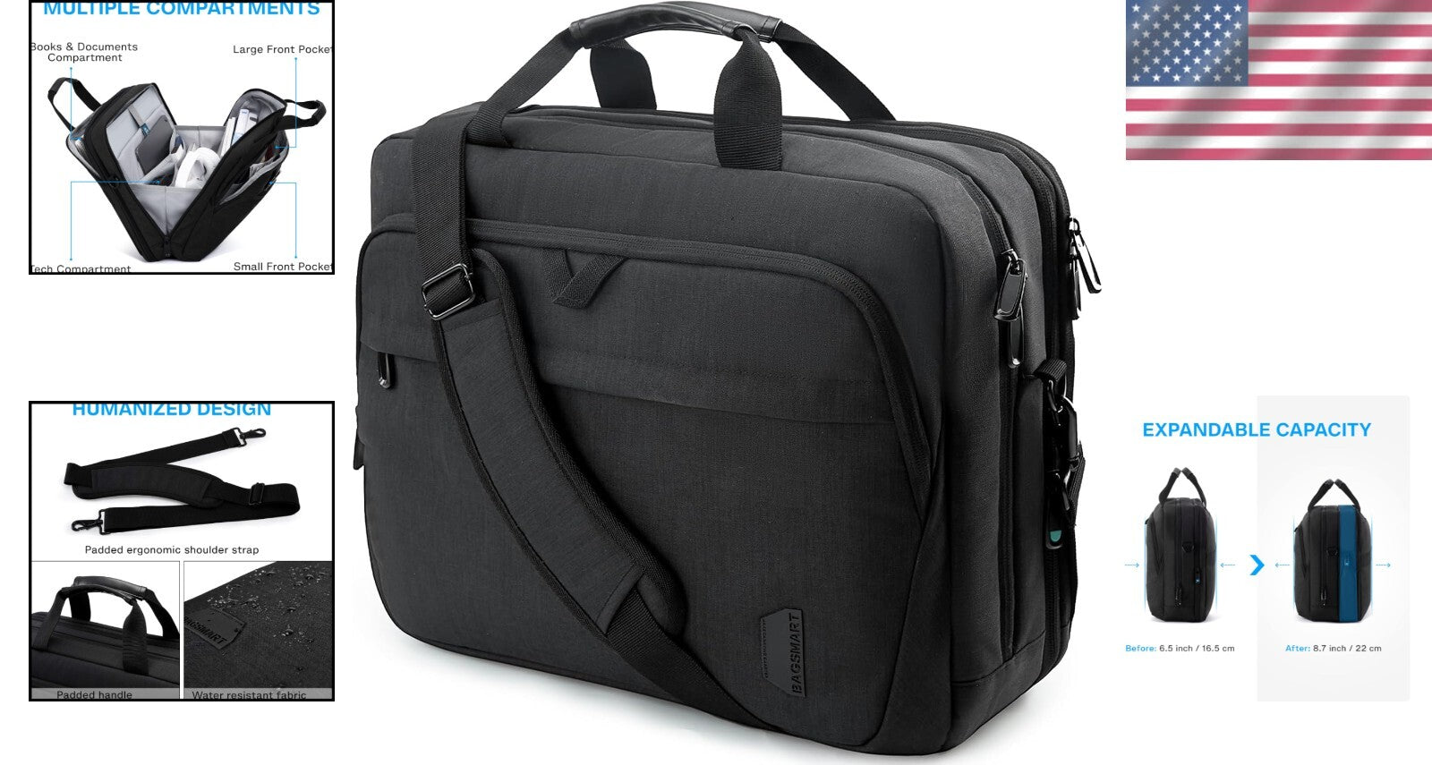 Professional 17.3 Inch Laptop Bag with Multiple Compartments - Comfort & Style