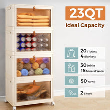 Load image into Gallery viewer, Versatile Yellow Plastic Storage Boxes - 4 Stackable Bins with Magnetic Closure