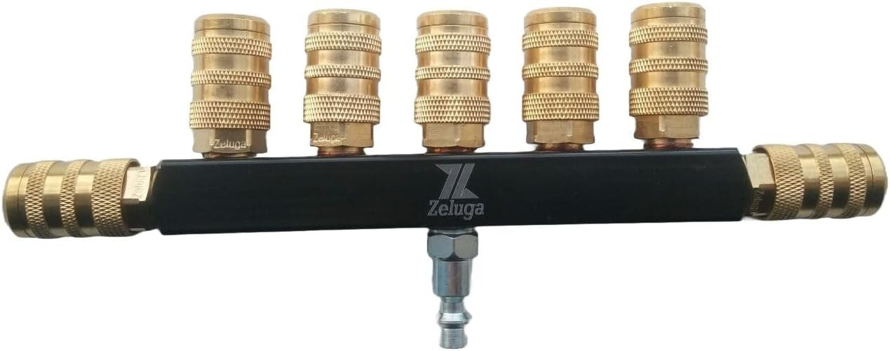 Multi-Compatible 7-Way Brass Air Manifold with Enhanced Air Line Functionality