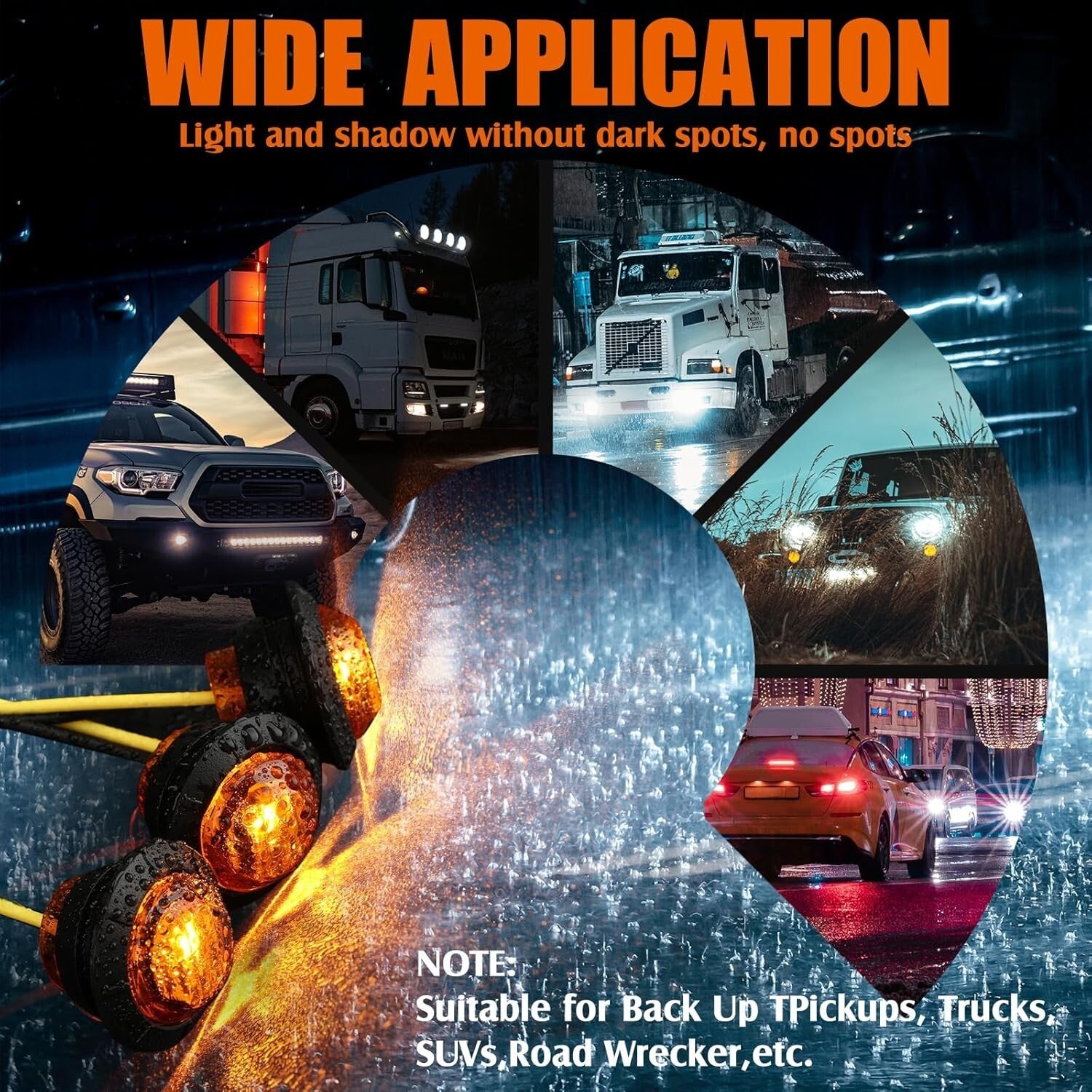 3/4 Inch Amber LED Marker Lights - 150 Set of Bright, Waterproof Indicators