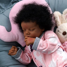 Load image into Gallery viewer, 17-Inch Realistic Black Reborn Baby Doll with Soft Body &amp; Curls – Gift Box