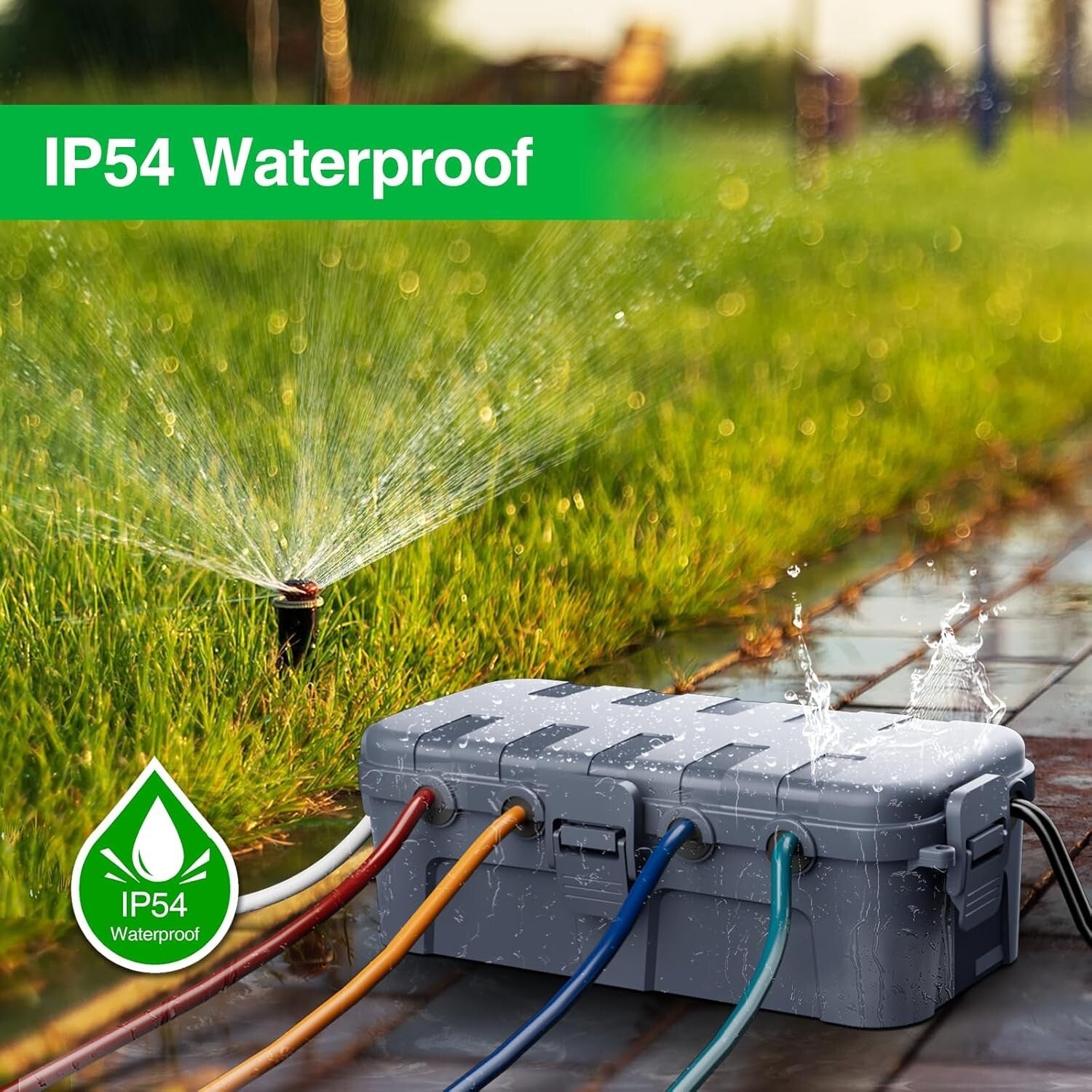 Sturdy Outdoor Electrical Box with 6 Ports - Ideal for Holiday Lighting & More