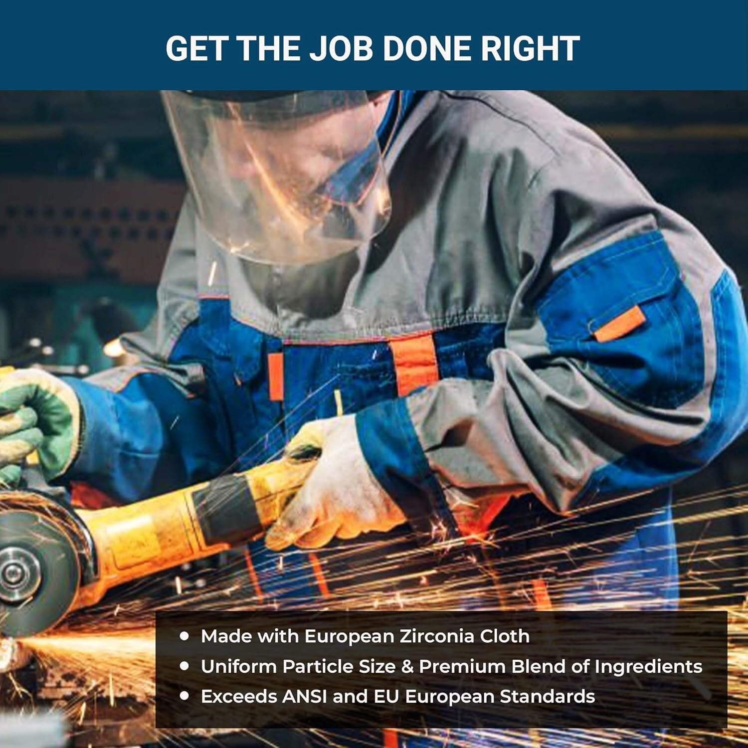 High-Quality 60 Grit 4.5" Flap Discs for Angle Grinder - 100 Count Zirconia Set