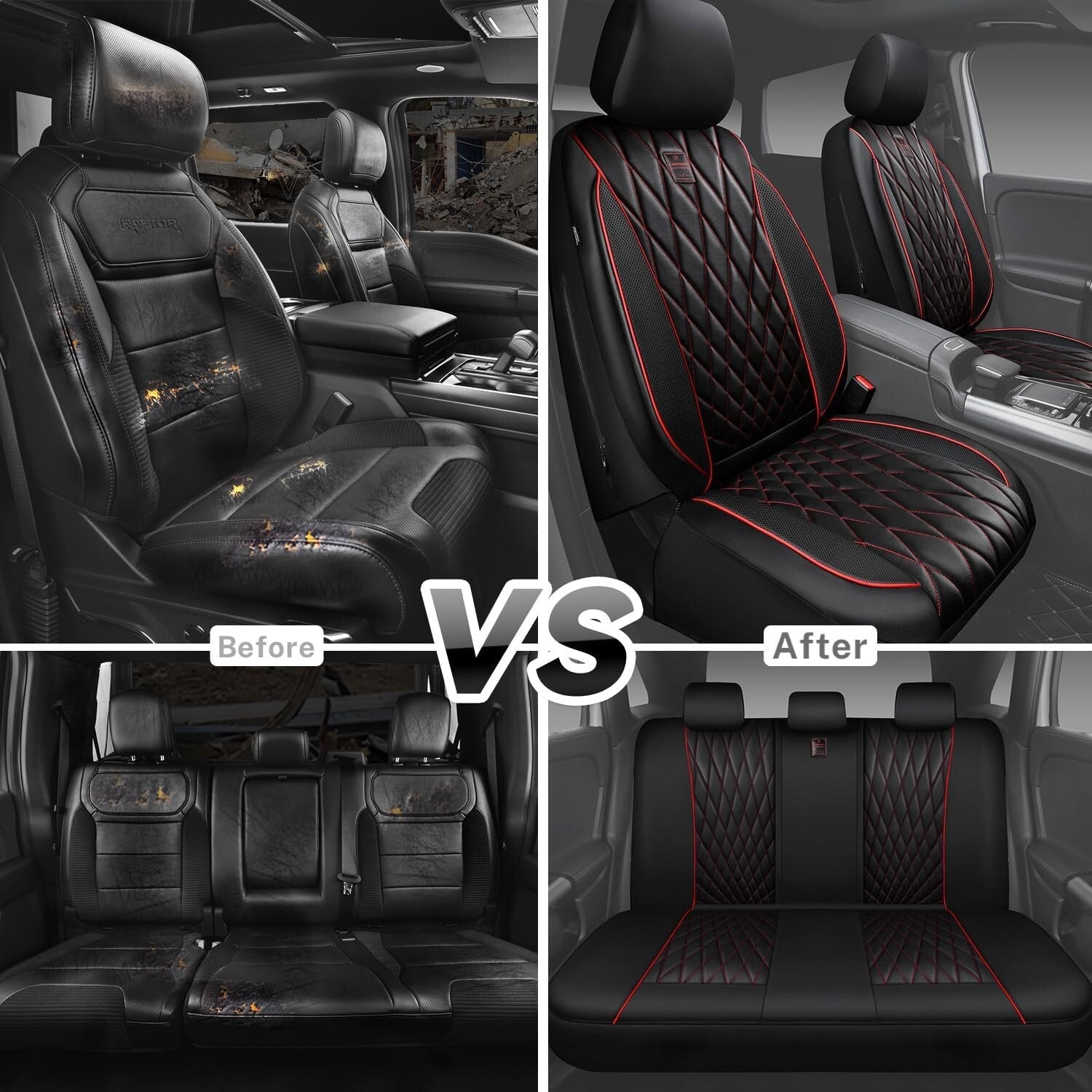 Diamond Stitched Luxury Seat Covers Set - Waterproof & Ergonomic for Comfort