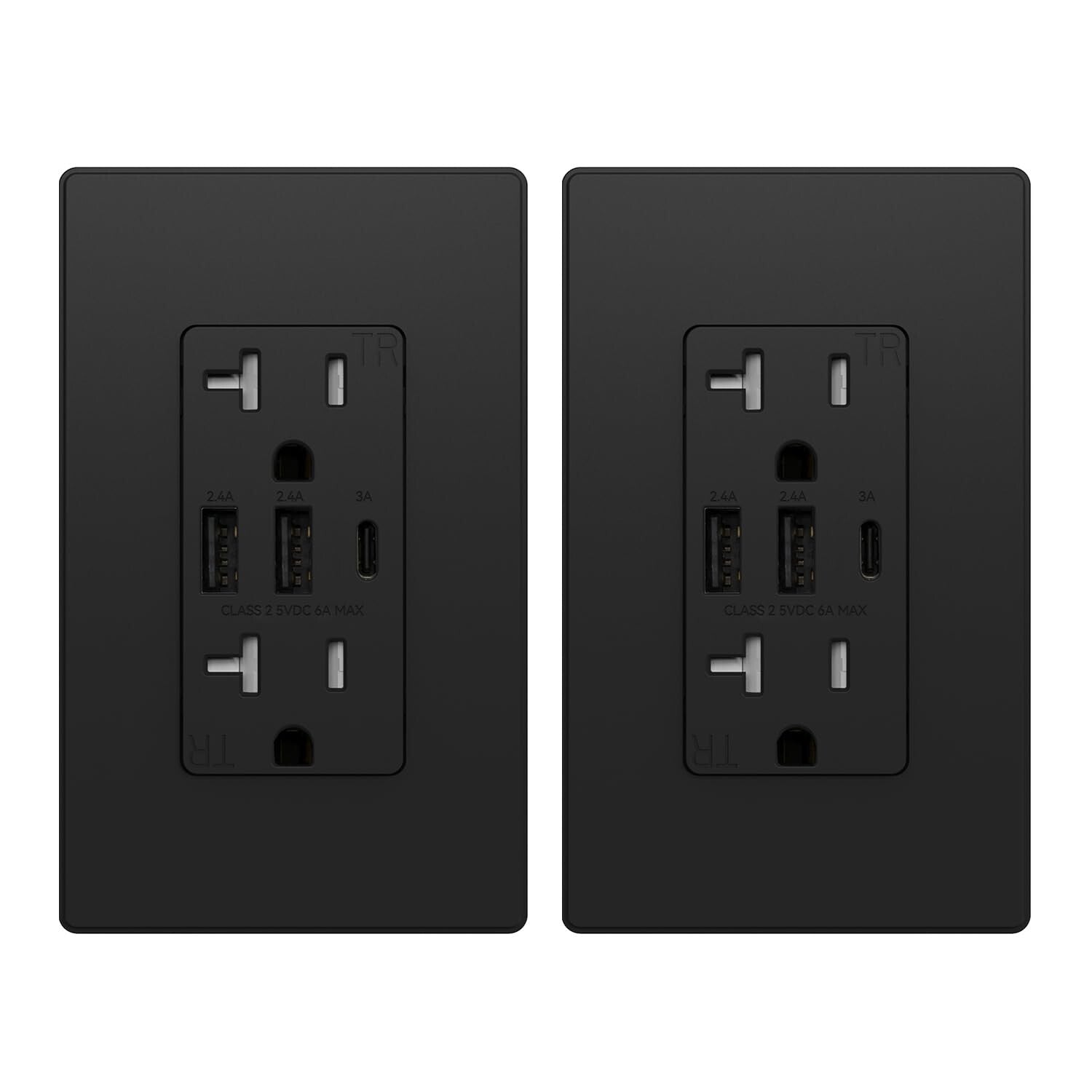 Durable and Dual-USB Wall Outlet with 3 Ports, Perfect for Home Devices - 2 Pack