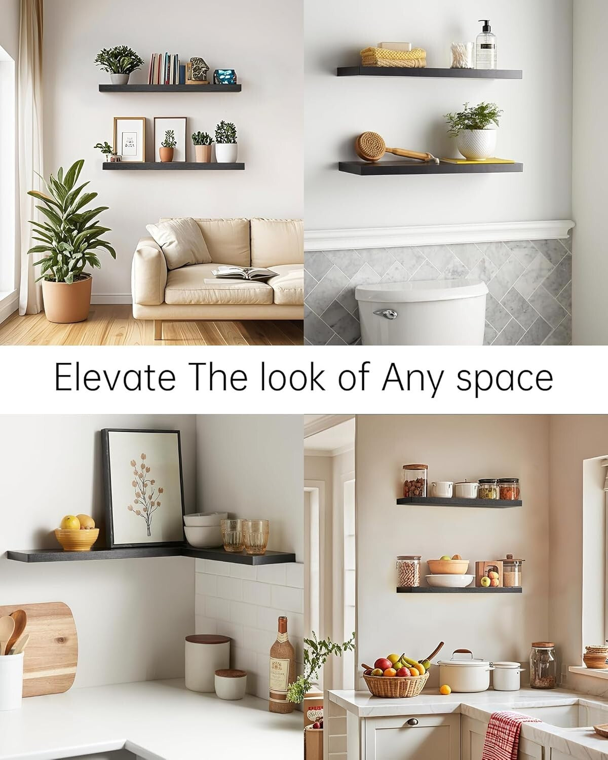 Rustic 22.5-Inch Floating Shelves - Wall-Mounted Wood Set of 2 for Stylish Decor