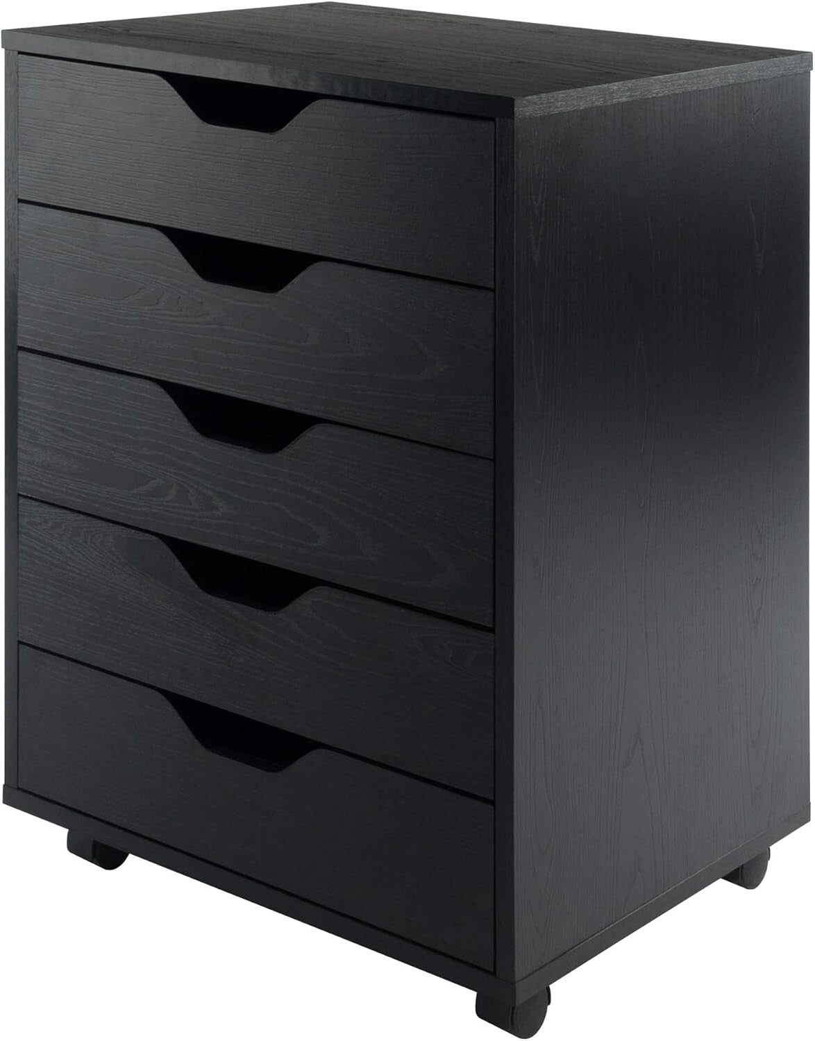 Versatile 5-Drawer Black Storage Cabinet with Locking Casters for Easy Mobility