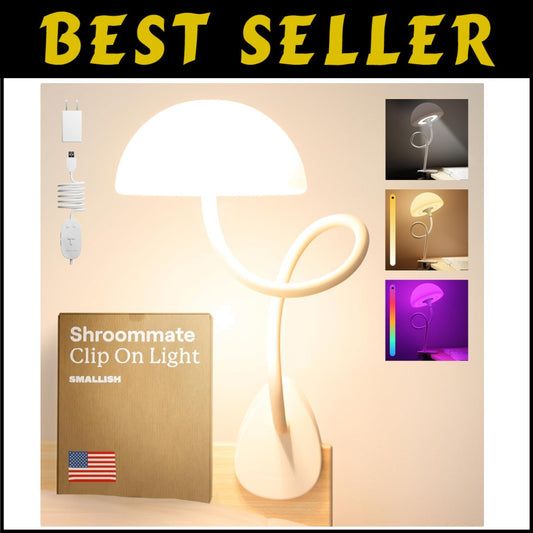 Shroommate 3-in-1 Clip-On Bedside Lamp - Multi-Color LED Night Light for Kids