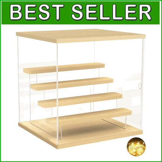 5-Tier Acrylic Display Case with Wooden Base for Action Figures and Collectibles