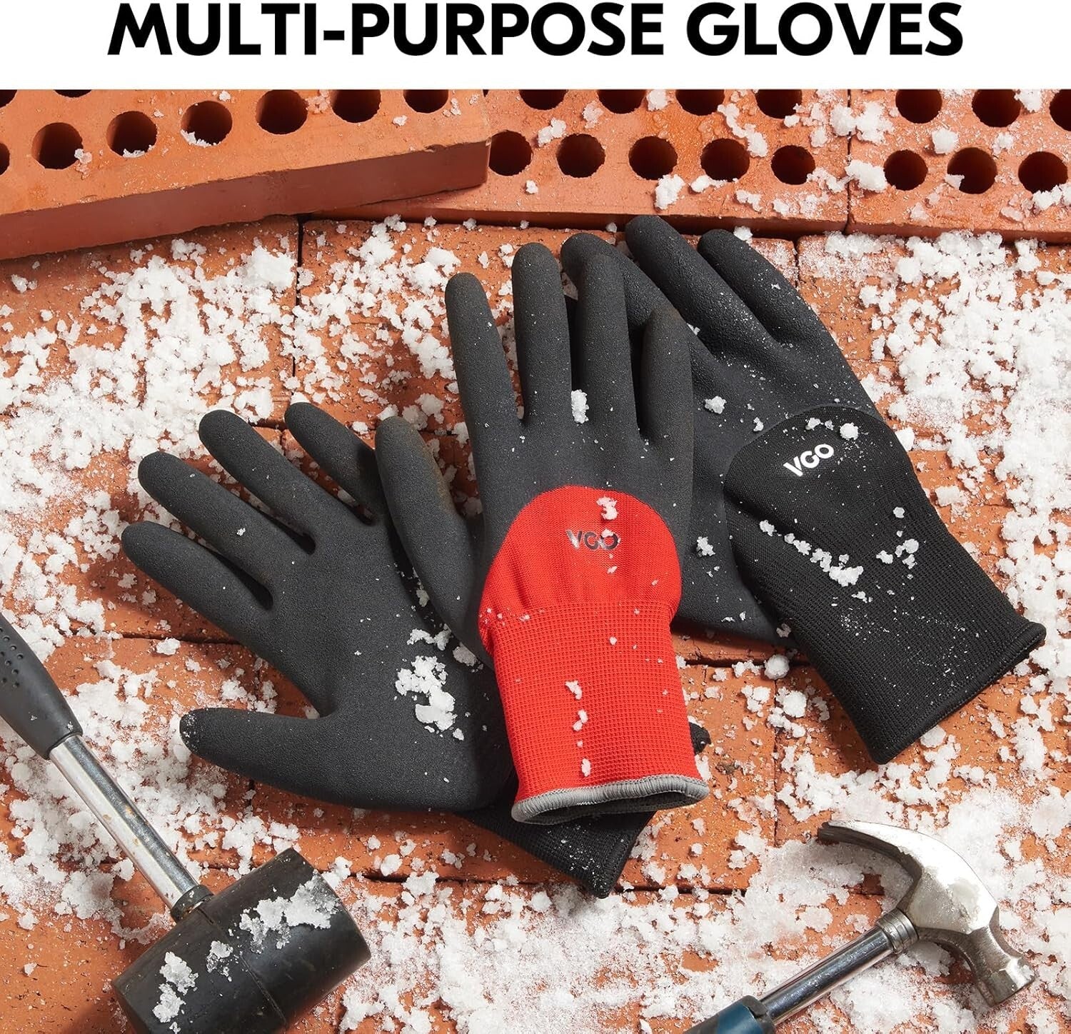 5 Pairs Double Lined Winter Work Gloves with Durable Grip for Cold Conditions