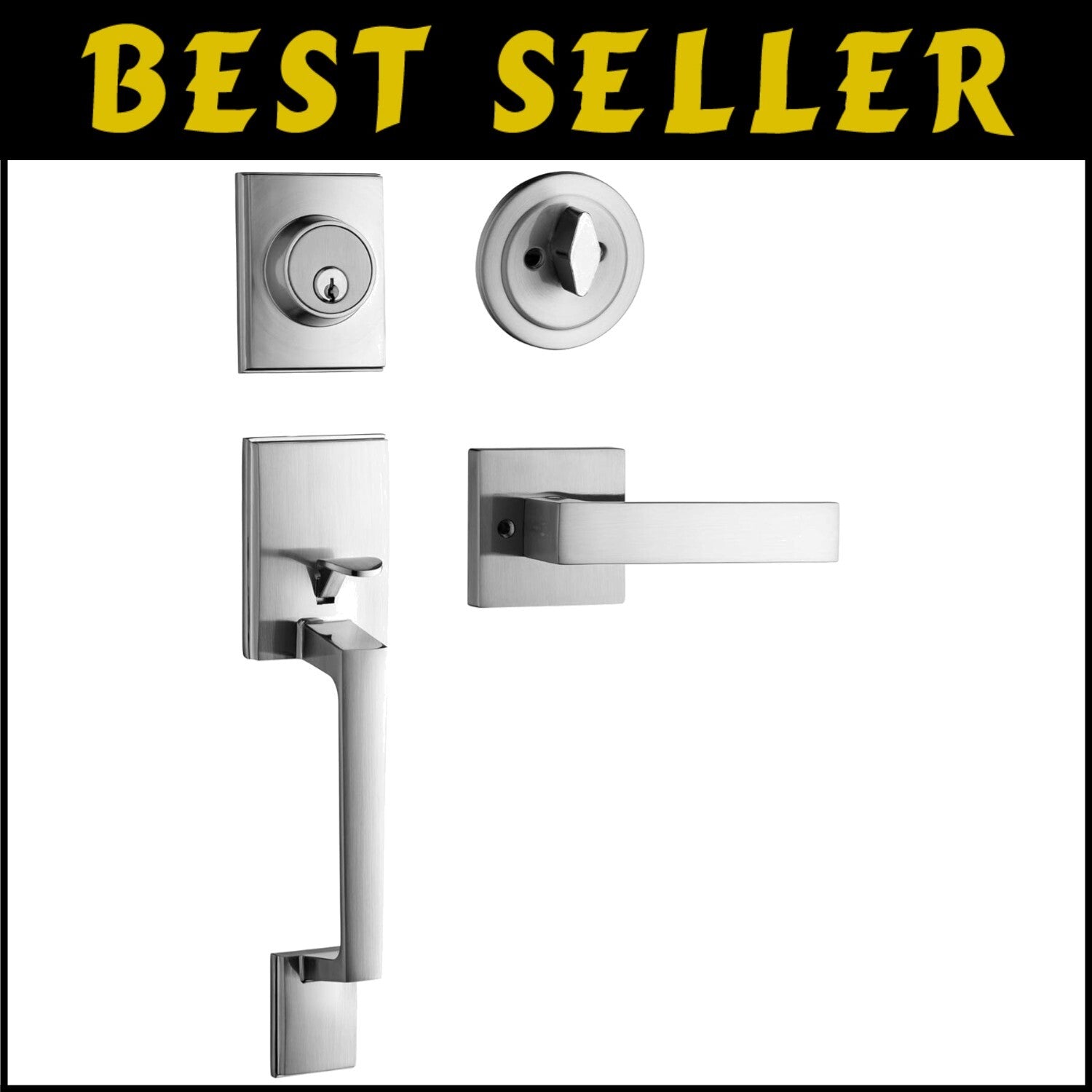 Elegant Satin Nickel Lever and Deadbolt Handle Set - Easy Install Kit Included