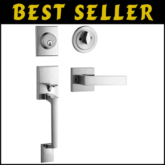Elegant Satin Nickel Lever and Deadbolt Handle Set - Easy Install Kit Included