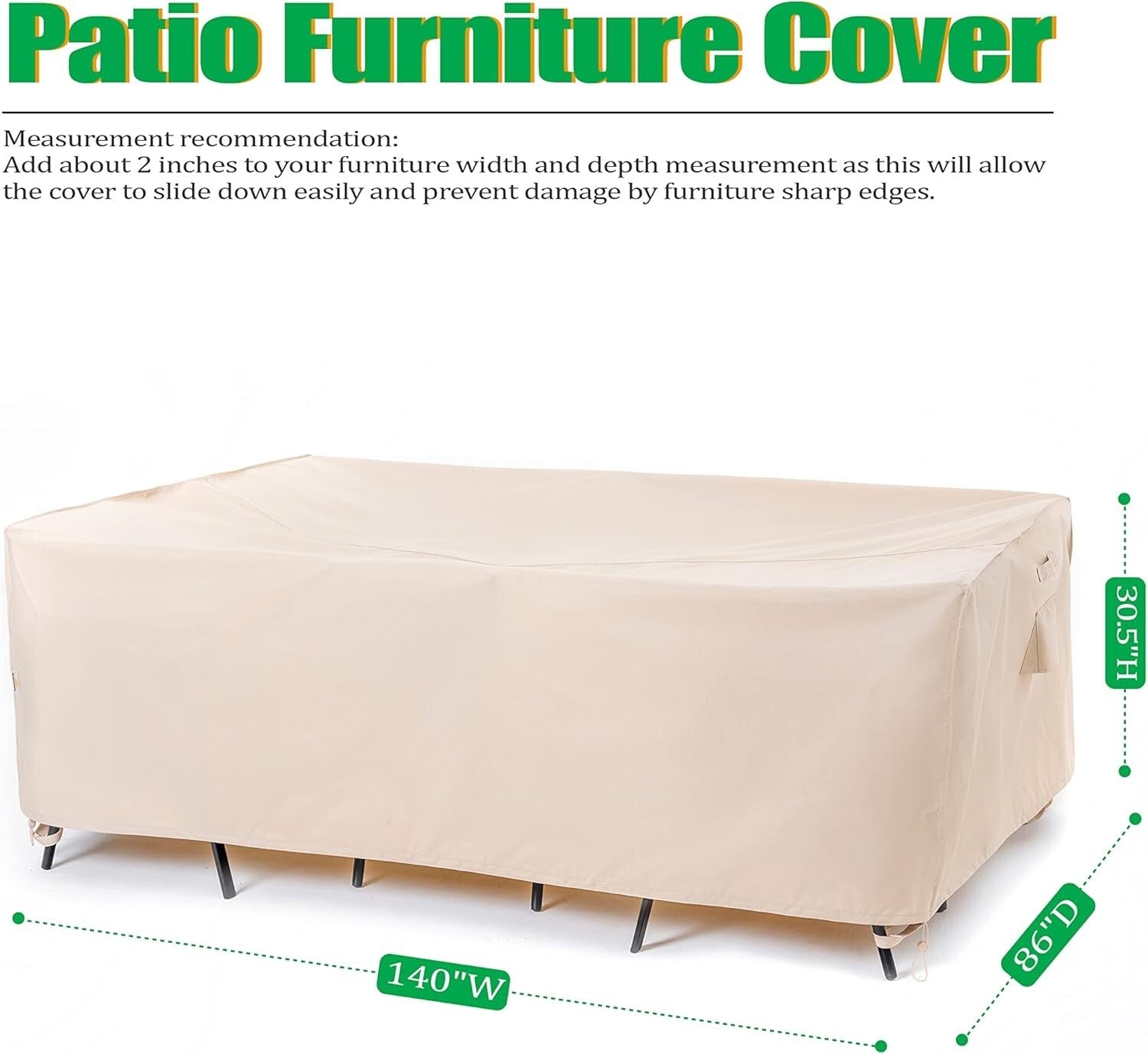 Extra Large Waterproof Patio Furniture Covers 140"x86" - Heavy Duty Protection