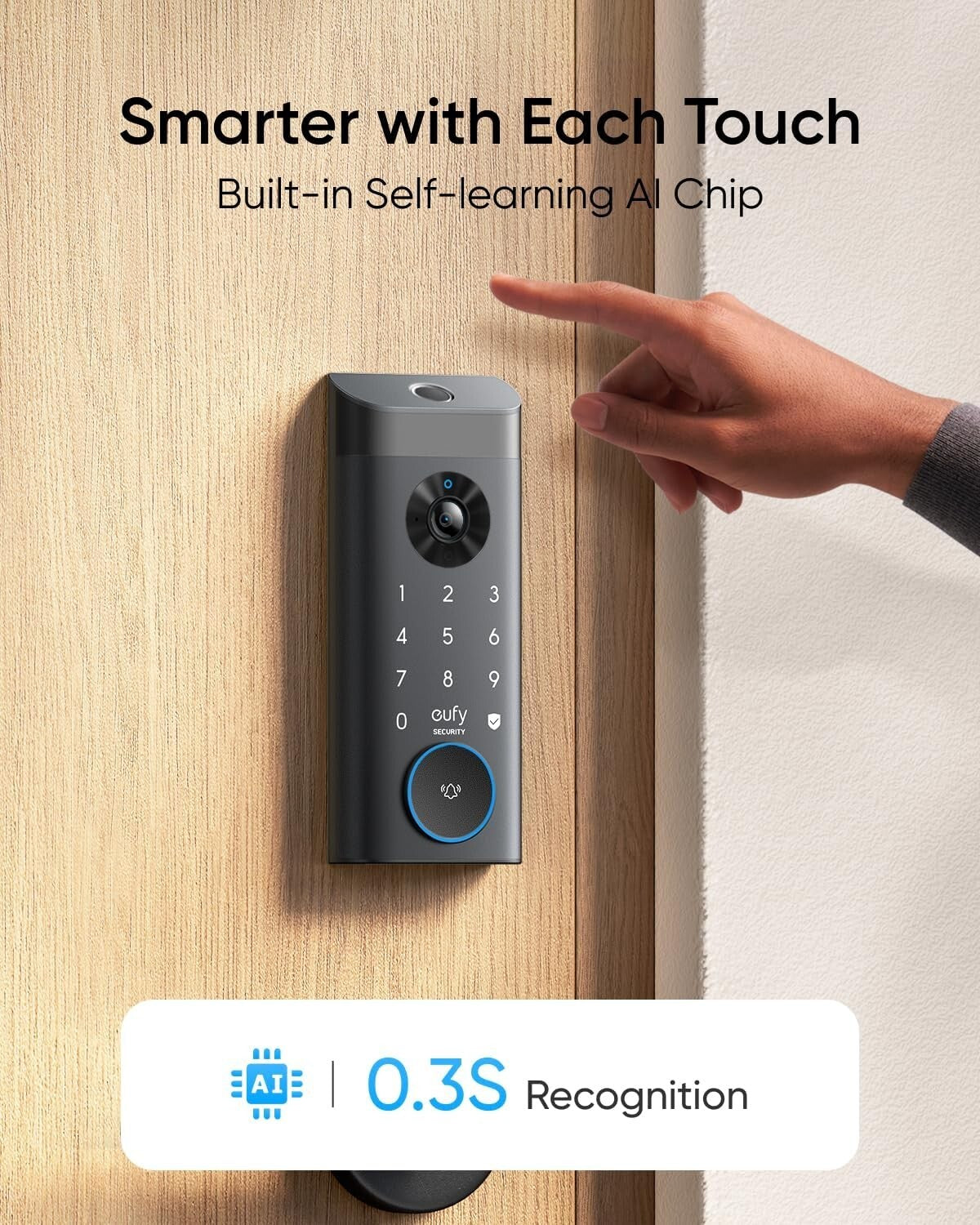 3-in-1 Keyless Entry Eufy Video Smart Lock with Rechargeable Battery Function