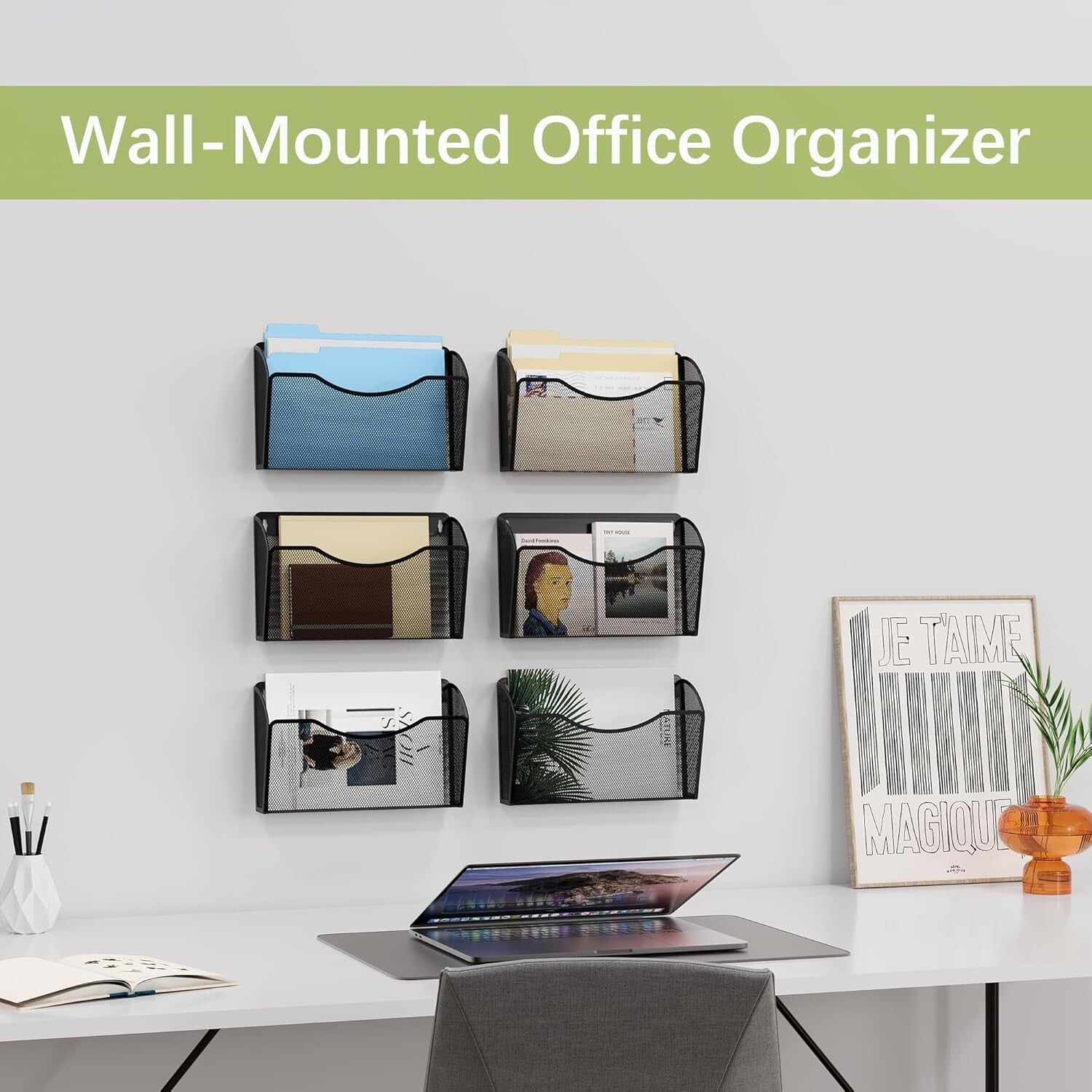 Durable Mesh Wall File Organizer | 6 Pocket Design for Optimal Space Utilization