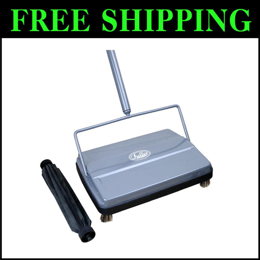 Lightweight 9-Inch Electrostatic Carpet & Floor Sweeper - Gray Cleans All Messes