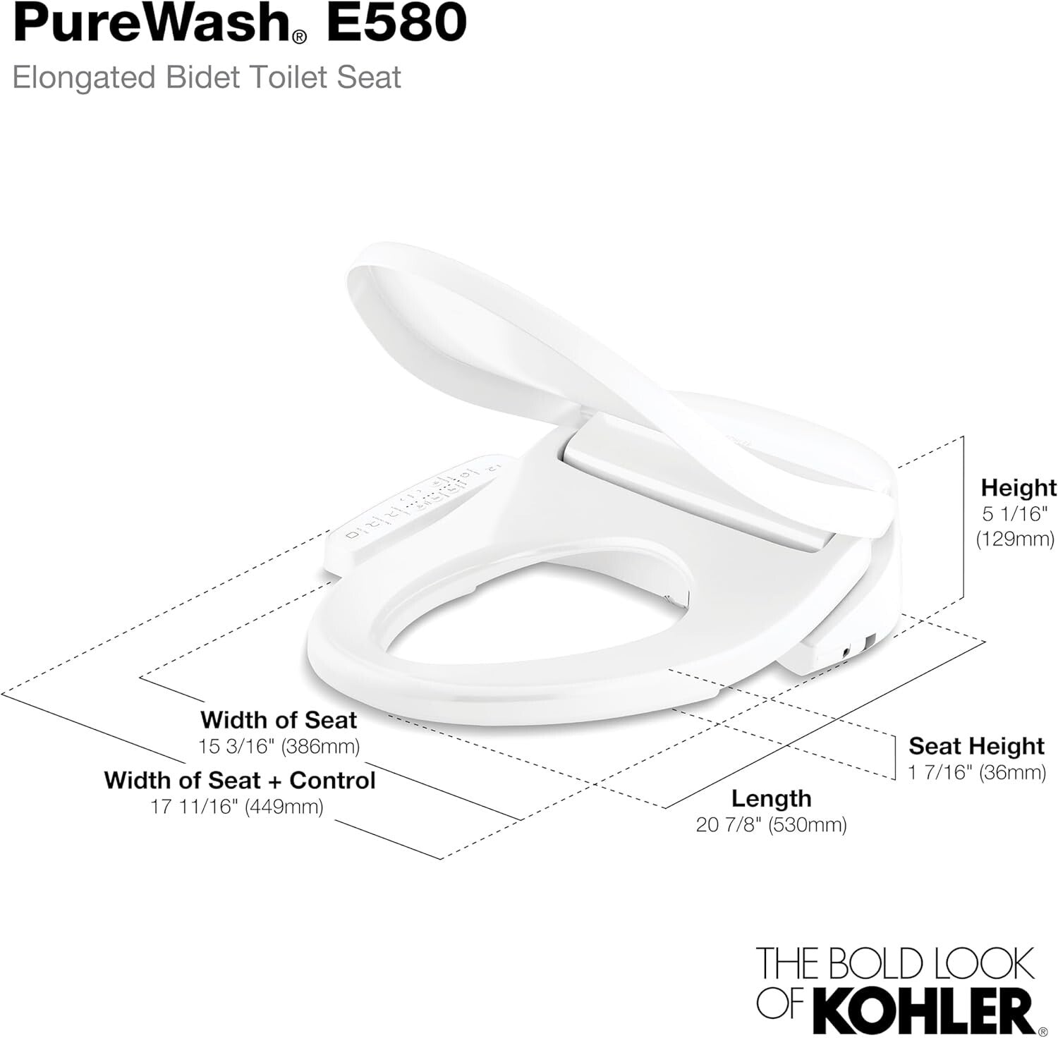 Quiet-Close Elongated Bidet Toilet Seat: Adjustable Warm Water & Wash Modes