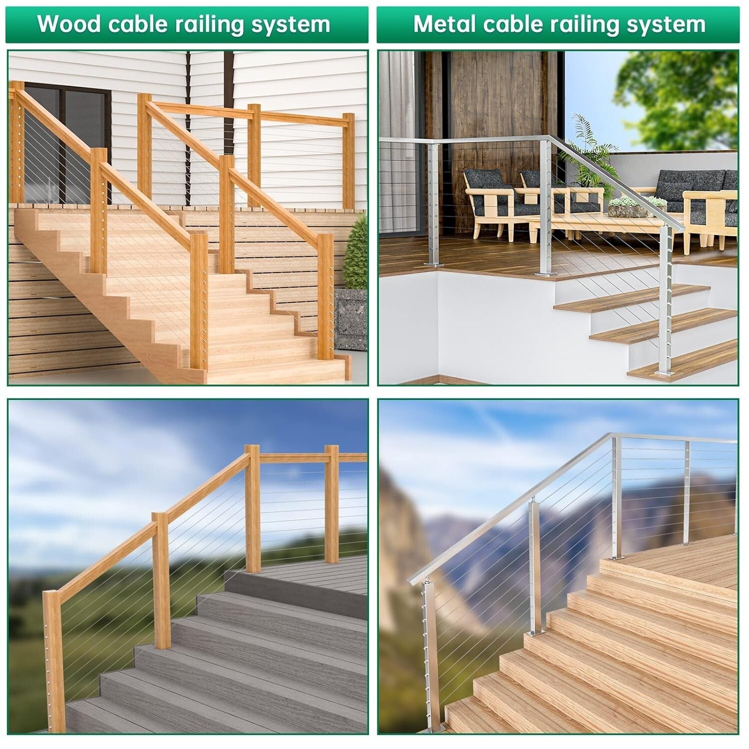 60 Pack T316 Stainless Steel Cable Railing Hardware - Hand Swage Tensioner Kit