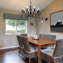 Load image into Gallery viewer, Stunning 8-Light Vintage Chandelier - Adjustable Dimming, Black &amp; Crystal Finish