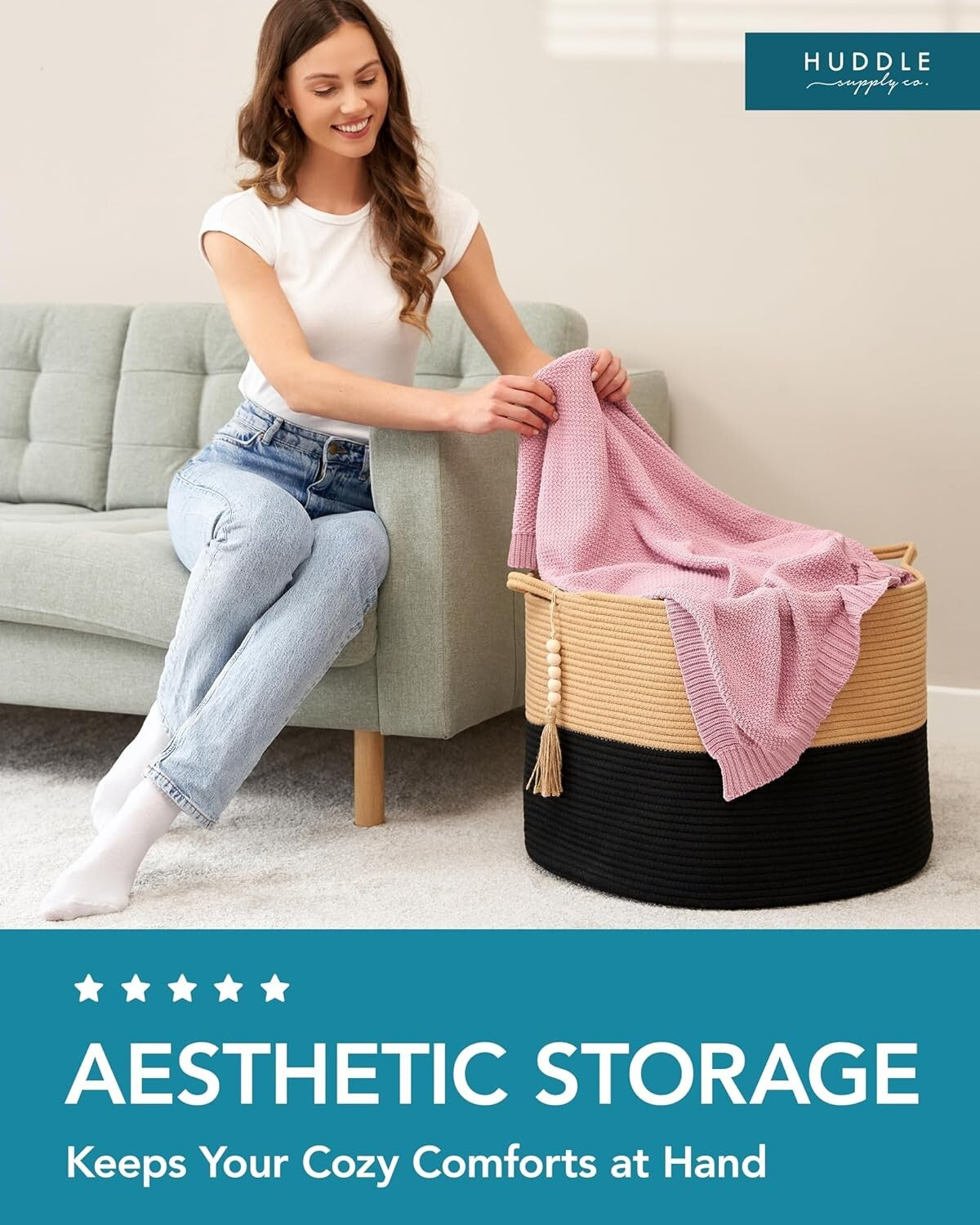 Elegant Washable Jumbo Basket Set - Black & Brown for Home Storage Purposes