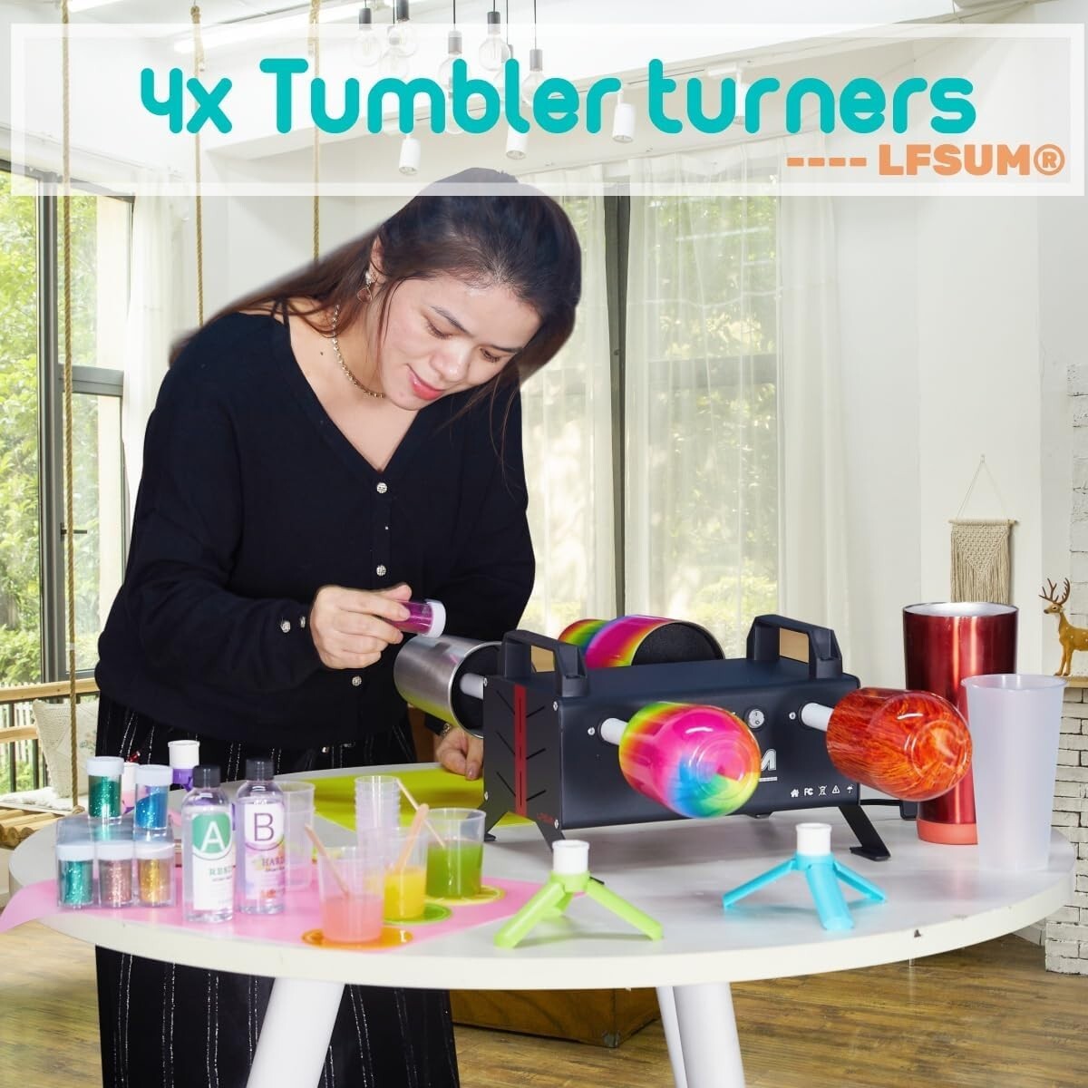 All-in-One 4 Arm Tumbler Maker - Premium Crafting Kit for Personalized Tumblers