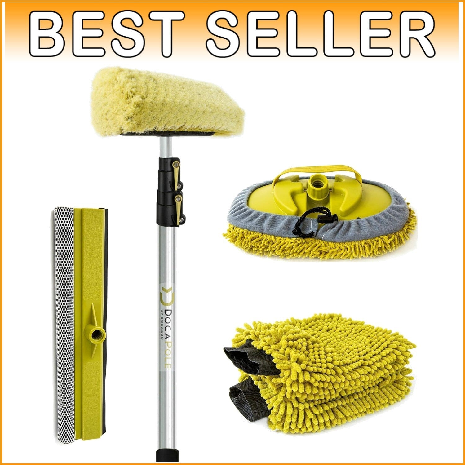 DocaPole 5-12 Ft Car Wash Kit: Ultimate Cleaning Brush & Chenille Mitts for Cars