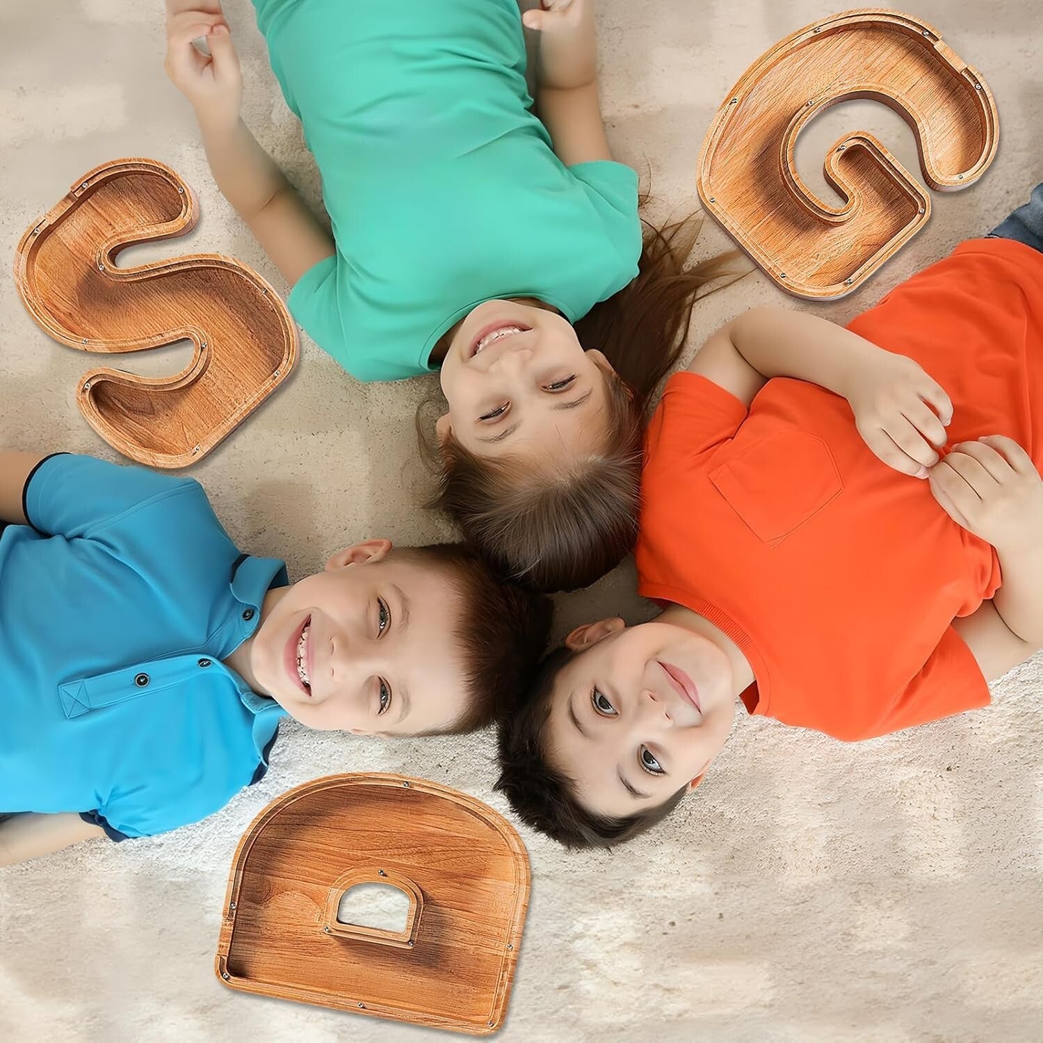 12'' Extra-Large Personalised Wooden Letter Piggy Bank for Kids - Initial C