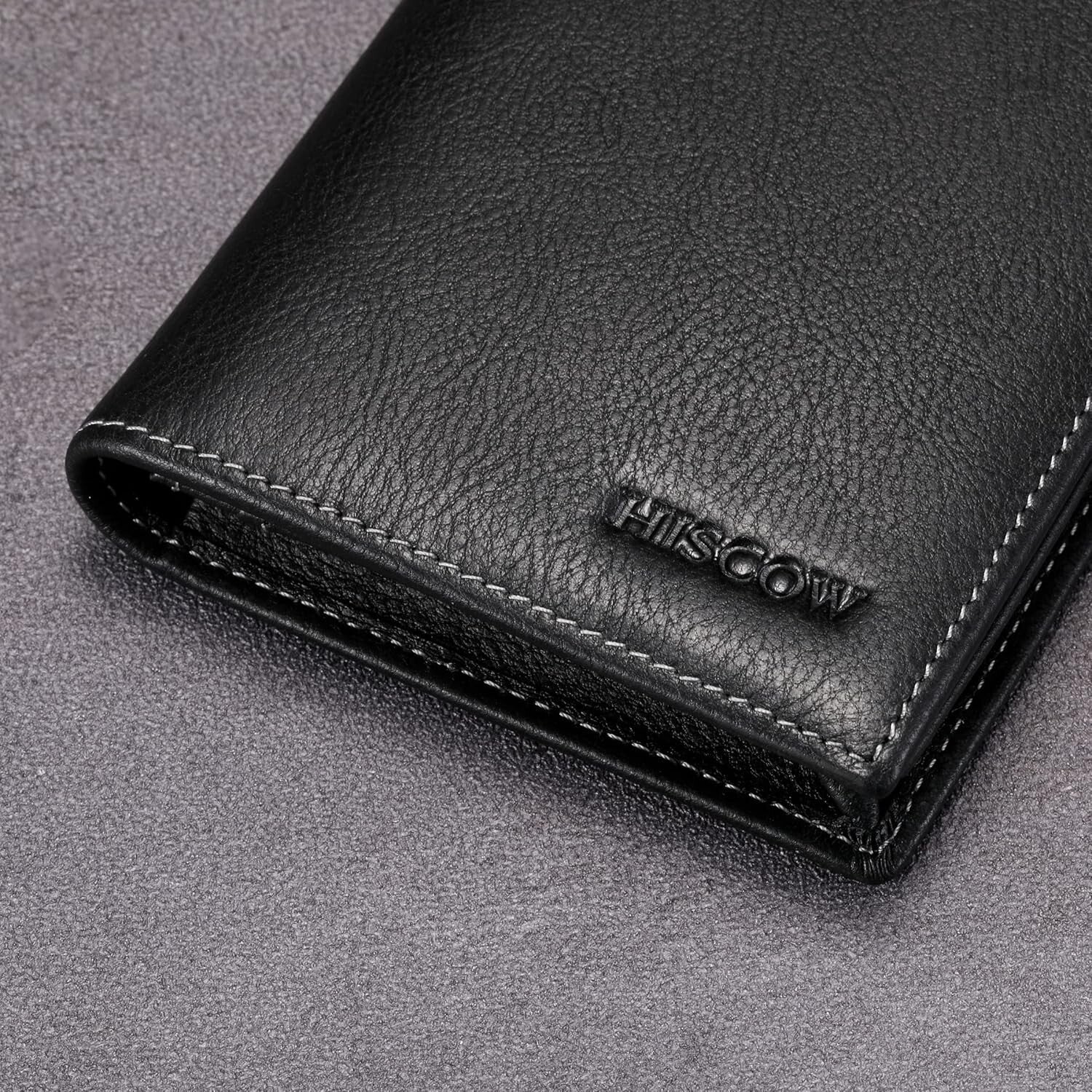 Elegant Vintage Black Calfskin Wallet - 15 Credit Card Slots & Cash Compartment