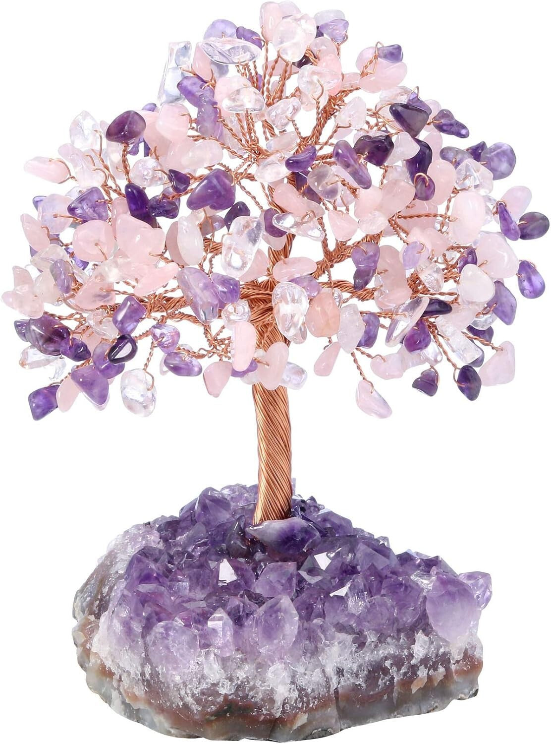 Feng Shui Crystal Money Tree - Rose Quartz, Amethyst, Clear Quartz Design