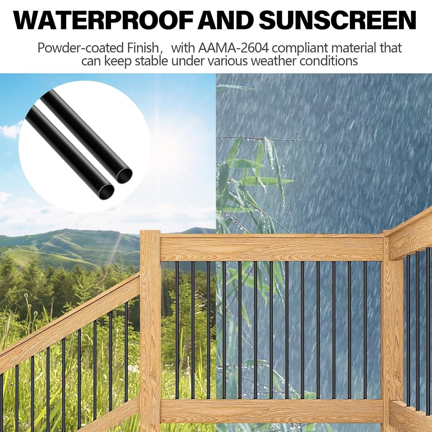 36" Black Aluminum Deck Railing Balusters - DIY Easy Assemble with Connectors