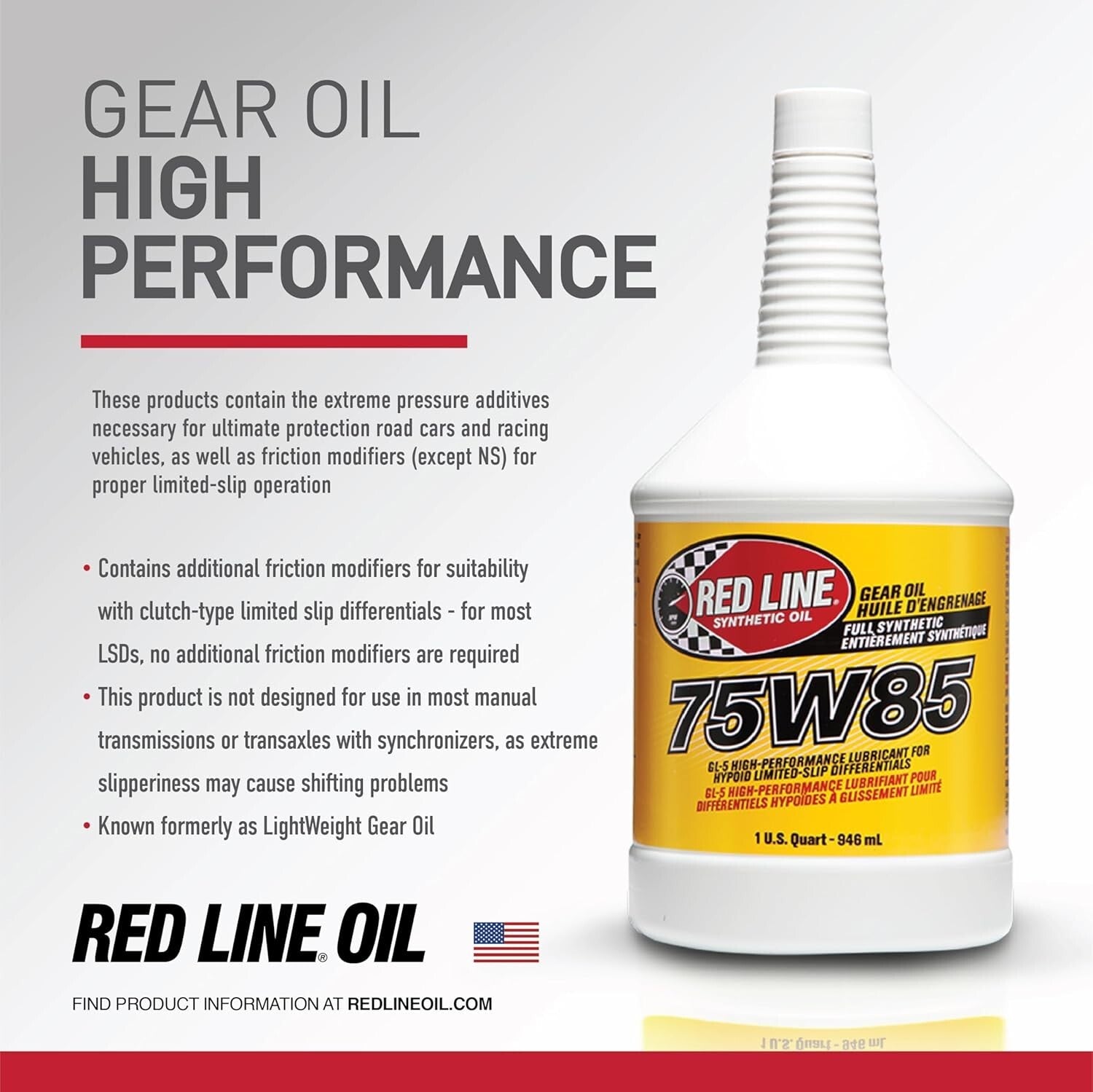 75W85 GL-5 Full Synthetic Gear Oil - 4 Quarts for Ultimate Drivetrain Protection