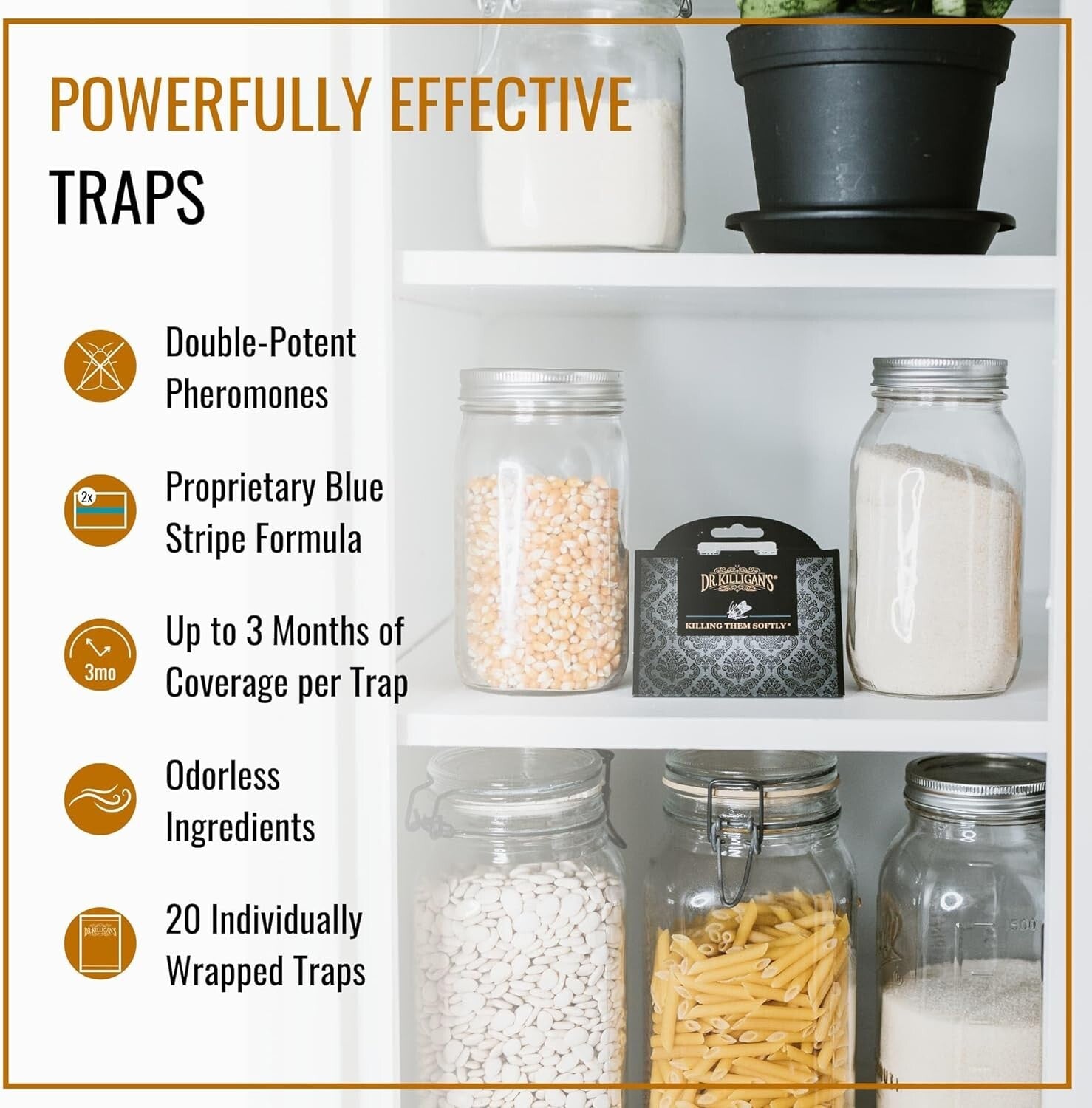 20 Pack Double Potent Pheromone Pantry Moth Traps - Industrial Design & Easy Use