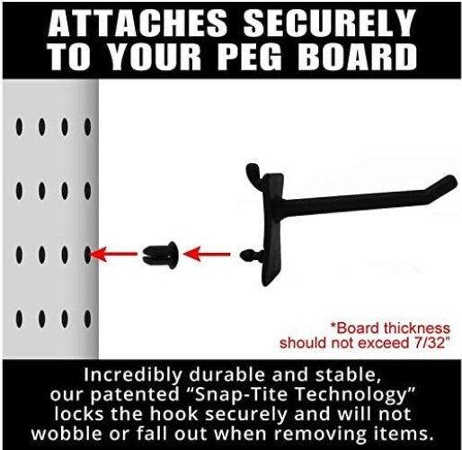50 Count Matte Black Pegboard Hooks Kit with Patented Snap-Tite—Garage, Kitchen