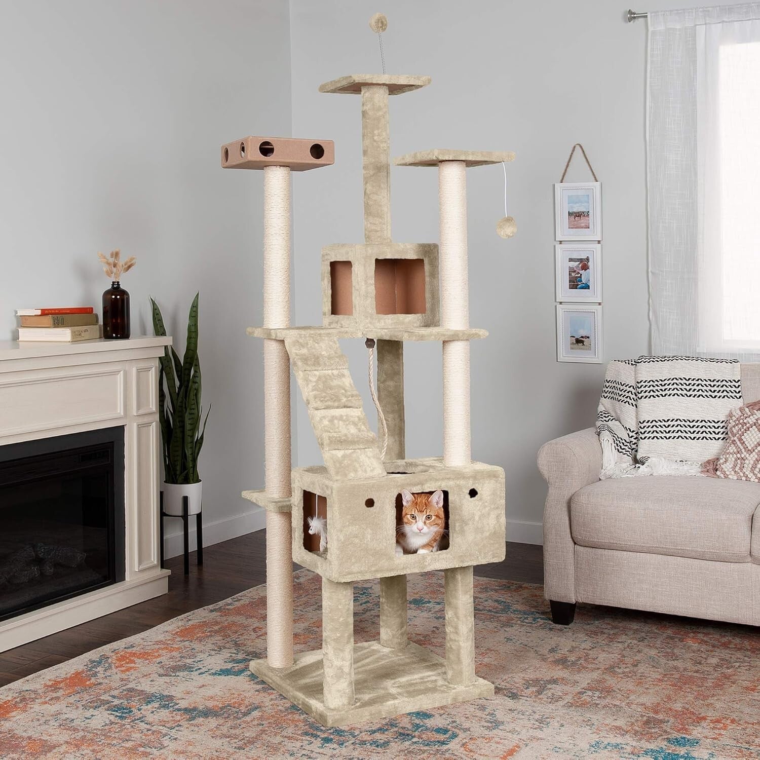 Tall Cat Playground Tower - 69.3" with Double Deck Condos & Scratching Posts