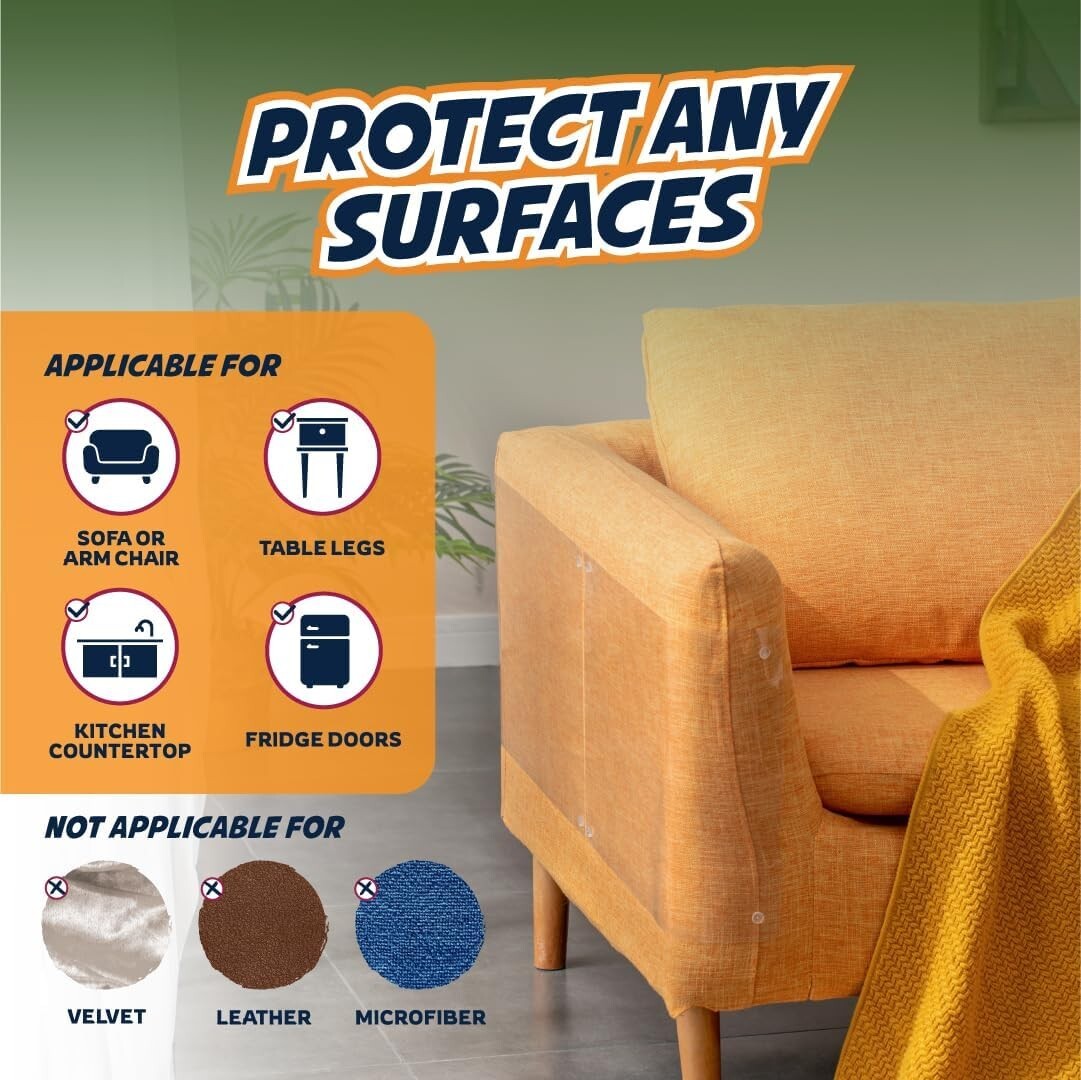 Indoor Furniture Protection: 18 Clear Cat Scratch Guards with Easy Mount Pins