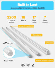 Load image into Gallery viewer, Sunco 4ft LED Tube Lights, 10-Pack, Single Ended Power, Ballast Bypass, Modern
