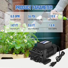 Load image into Gallery viewer, High Flow 6 GPM Brushless Water Diaphragm Pump - Ideal for Pools &amp; Rain Barrels