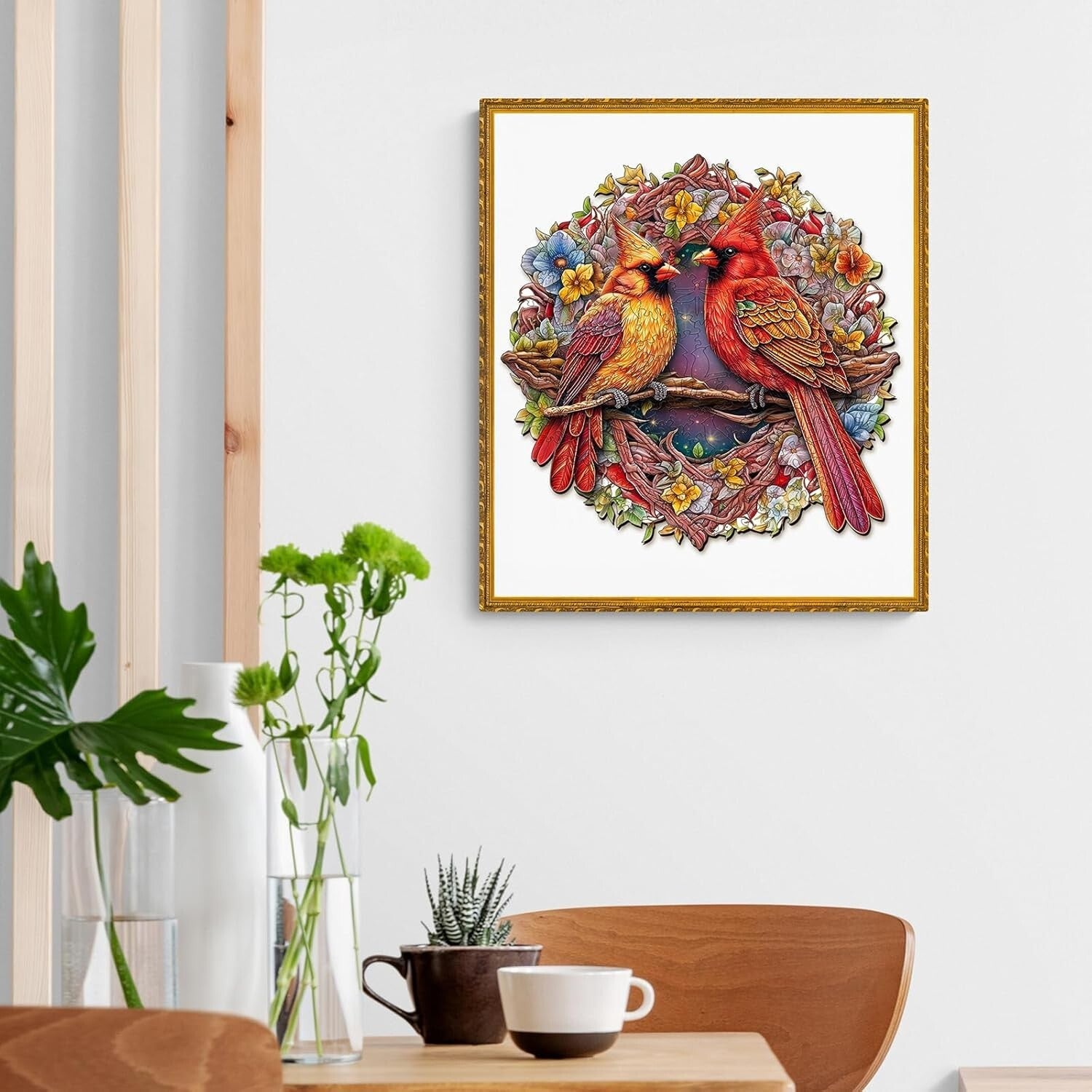 Delightful Cardinal Wooden Puzzle - 300-Piece Family Game Night Essential