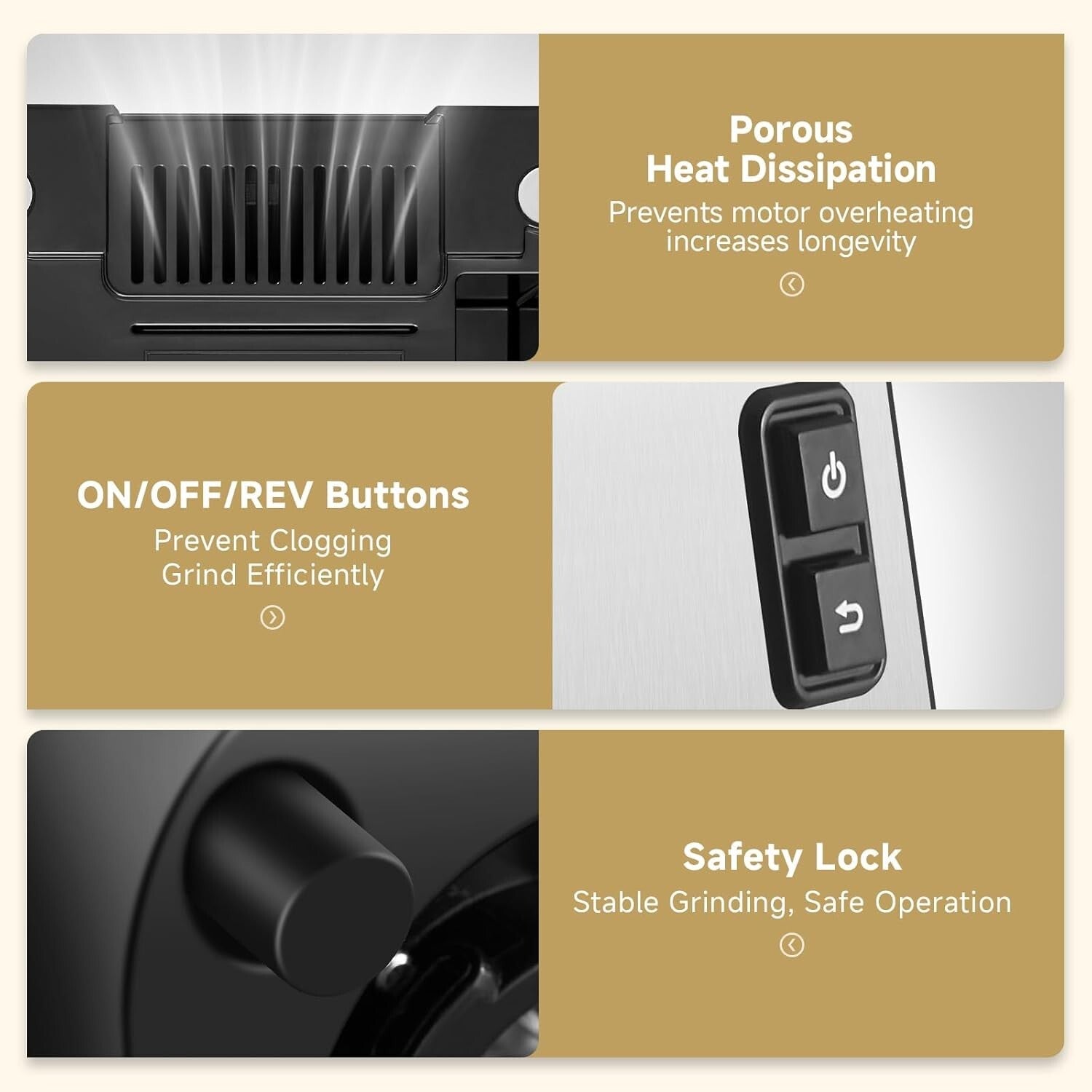 Durable 3000W Electric Meat Grinder with Organized Storage & Safety Features