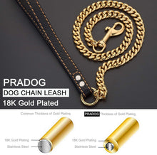 Load image into Gallery viewer, Stainless Steel Cuban Link Dog Leash with Padded Leather Handle for Large Breeds